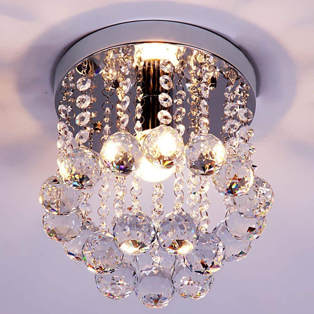 ShiSyan Modern LED Crystal Chandelier - 25/22.5cm Round Ceiling Light Fixture for Bedroom, Living Room, Balcony, Corridor & Porch | Energy-Efficient, Elegant Design for Home & Office Decor
