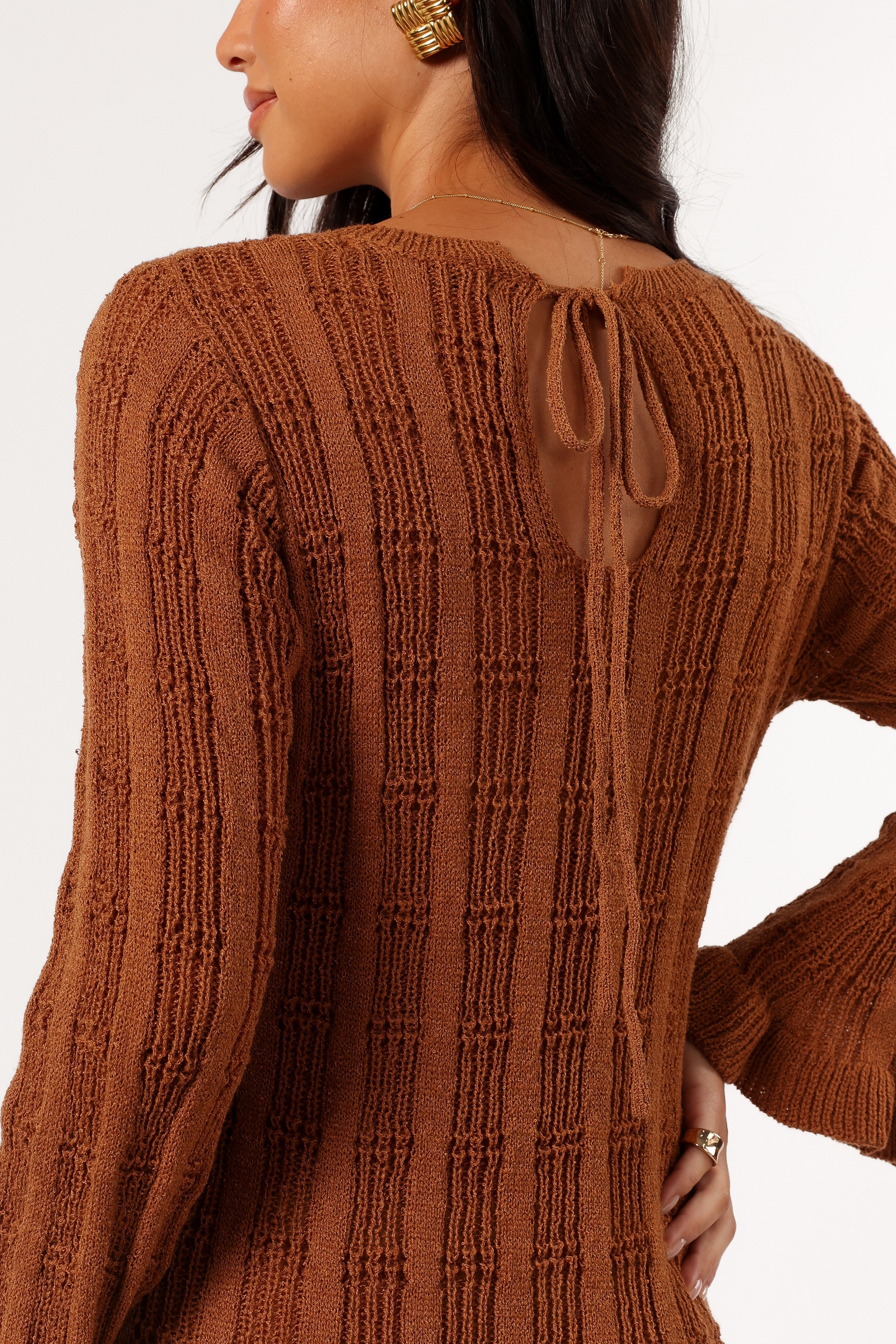 Colter Women's Long Sleeve Maxi Dress in Bronze - Elegant Boho Style for Fall/Winter, Date Nights & Special Occasions
