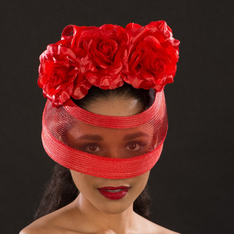 Elegant Red Flower Fascinator Hair Clip - Vintage Floral Headpiece for Women, Perfect for Weddings, Tea Parties, and Special Occasions