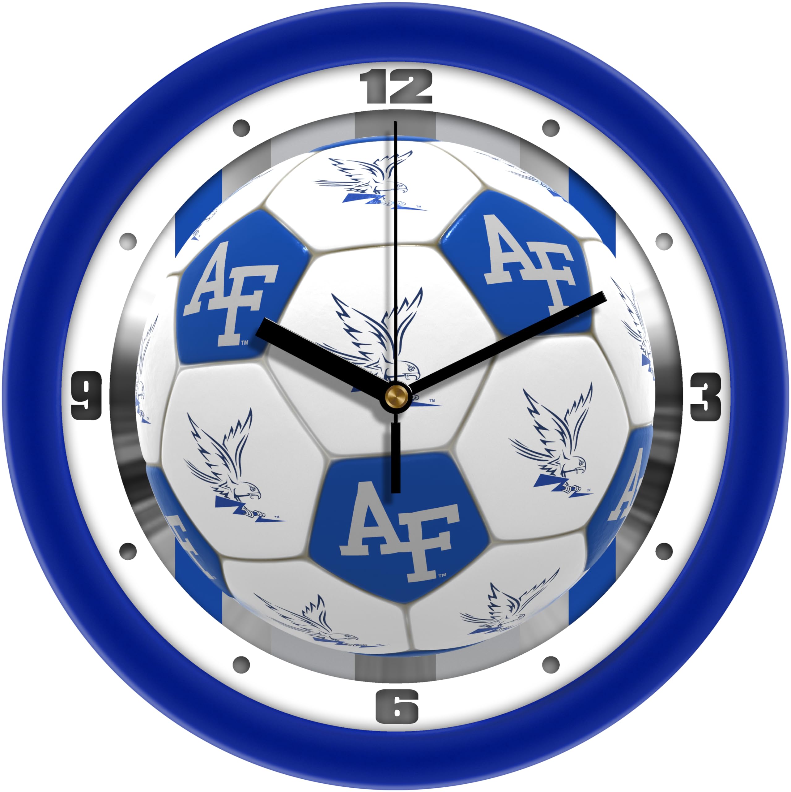 SunTime Air Force Falcons Soccer Wall Clock - Officially Licensed NCAA Decor for Fans, Dorm, Game Room & Sports Themed Home Decor - Perfect for Gifts, Bedroom, Office & Man Cave