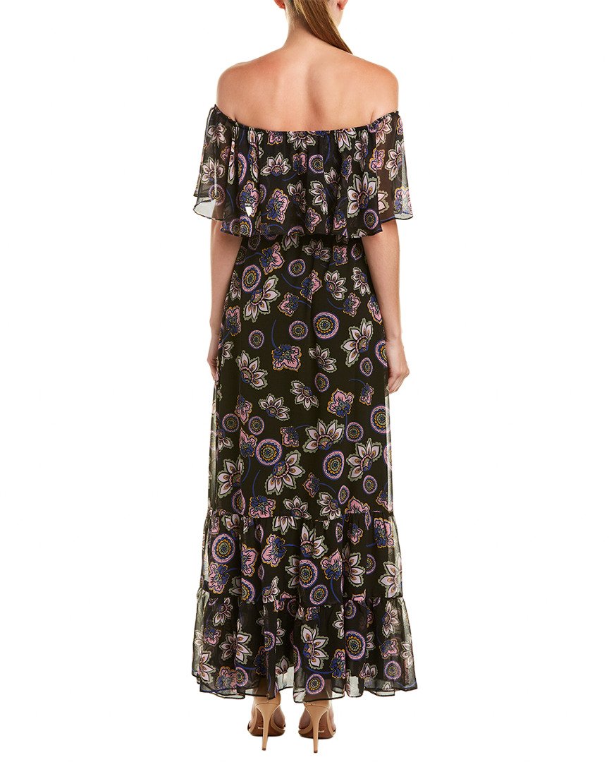 Donna Morgan Women's Off Shoulder Floral Chiffon Maxi Dress - Elegant Summer Beach Wedding Guest Dress for Women, Perfect for Vacations, Parties & Special Occasions