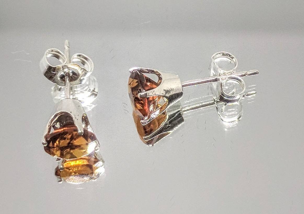 Natural Golden Citrine Round Stud Earrings - 6mm Solid Sterling Silver or 14K Gold (Yellow/White/Rose) - February Birthstone Jewelry - Perfect for Daily Wear, Gifts & Special Occasions