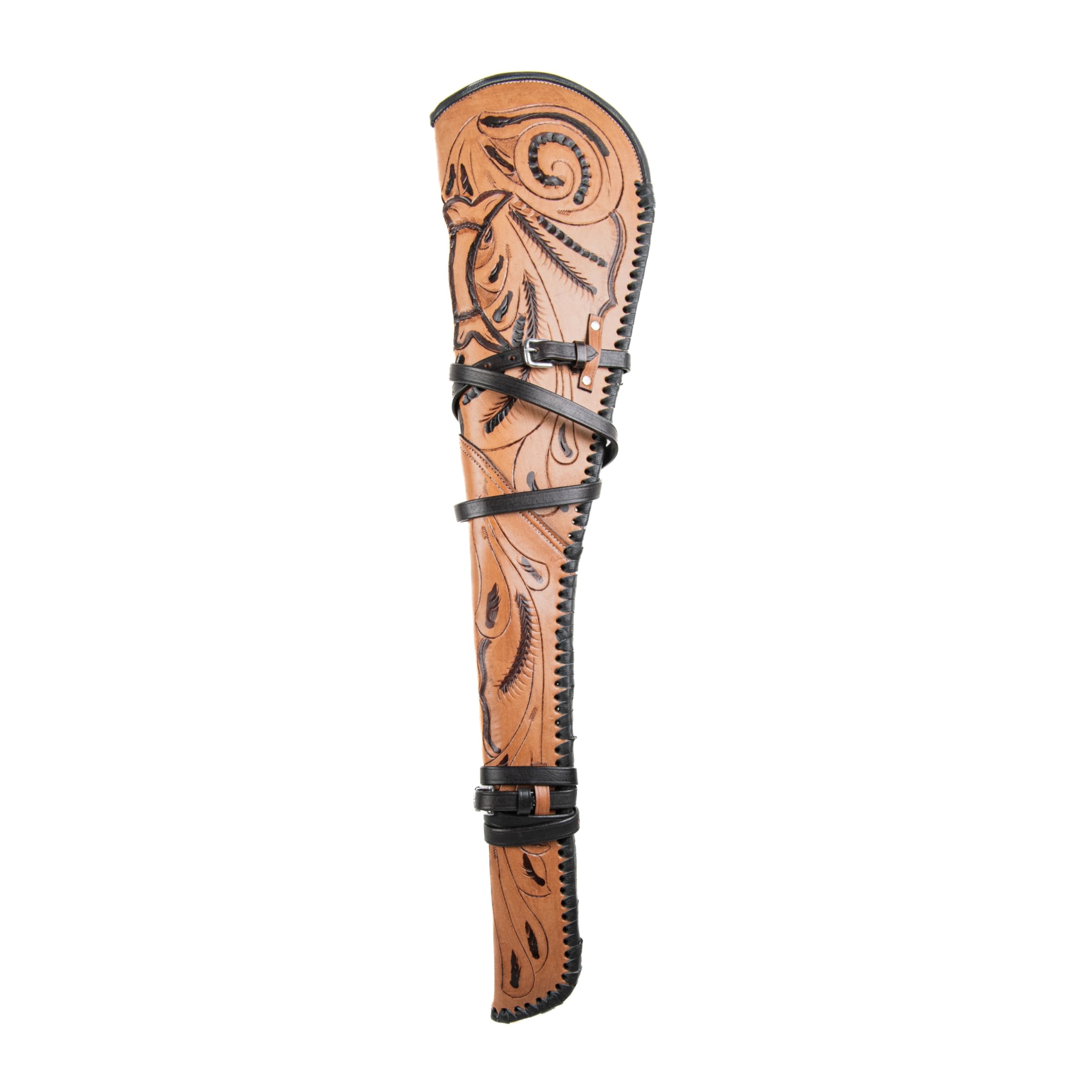 Hulara Genuine Leather Rifle Scabbard - Lever Action Shotgun Case with Padded Interior Protection for Henry Big Boy Rifle - Western Hunting, Horseback Riding & Outdoor Shooting Accessories