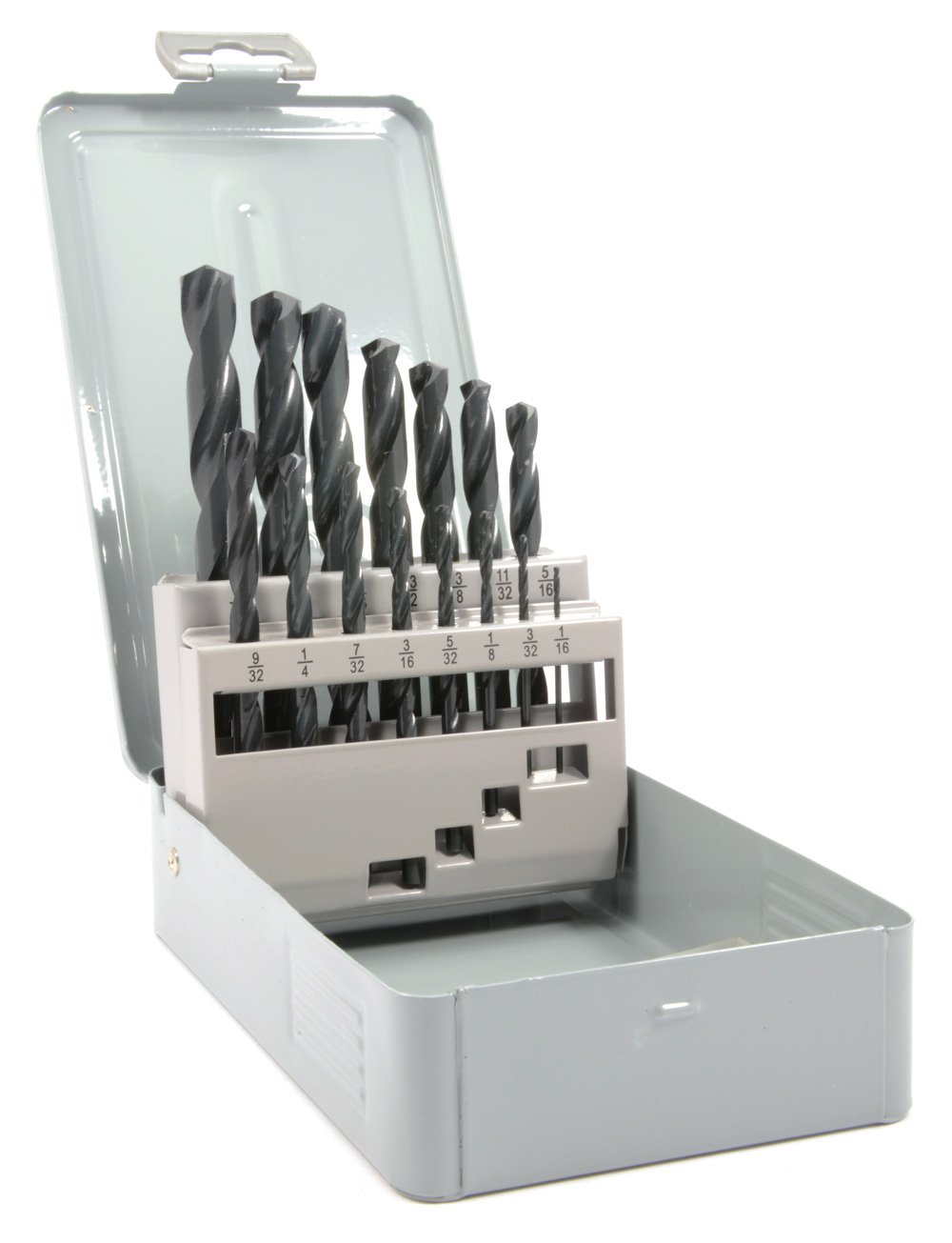 Forney 20217 15-Piece HSS Fractional Jobber Length Drill Bit Set - High Speed Steel Drill Bits for Metal, Wood & Plastic - Perfect for DIY Projects, Home Repairs & Professional Workshops