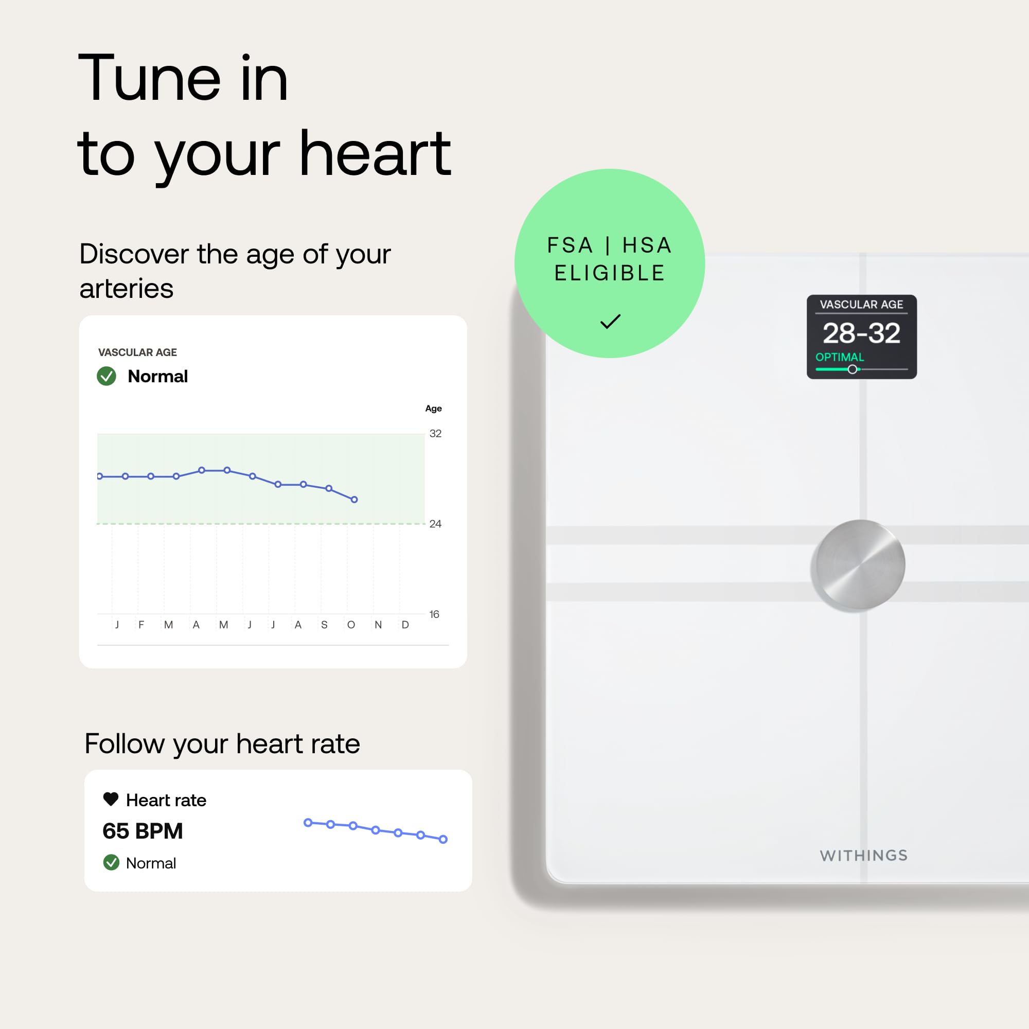 WITHINGS Smart Body Composition Scale - Bluetooth Digital Bathroom Scale with Full Body Analysis, Measures Weight, Body Fat, Muscle Mass, Bone Density & Visceral Fat - Perfect for Home Fitness Tracking & Health Monitoring