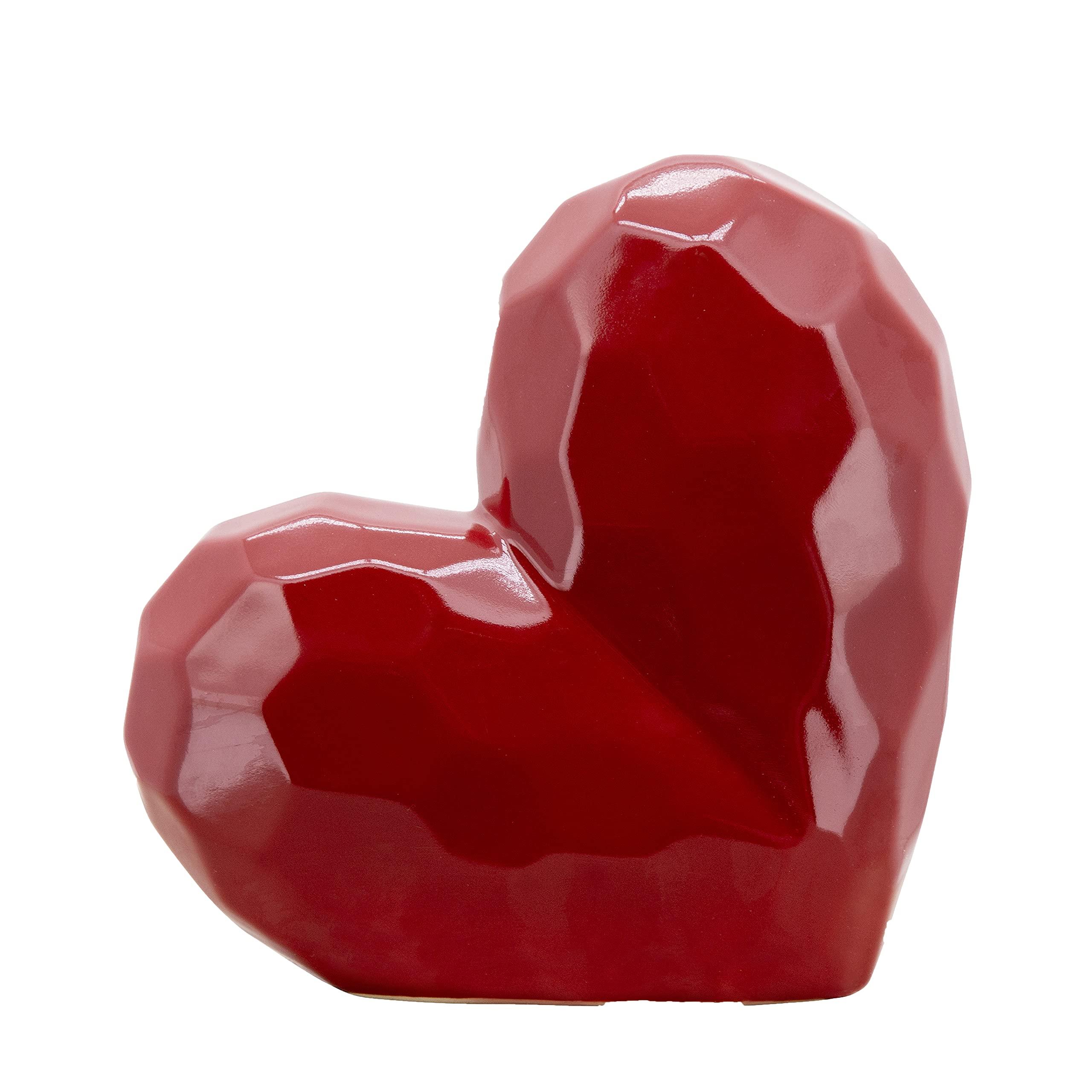 Sagebrook Home Red Stoneware Ceramic Heart-Shaped Decorative Object - Modern Accent for Home, Office, Bedroom & Living Room Decor - 8 Inch Handmade Gift for Valentine's Day, Wedding Anniversary & Romantic Home Styling