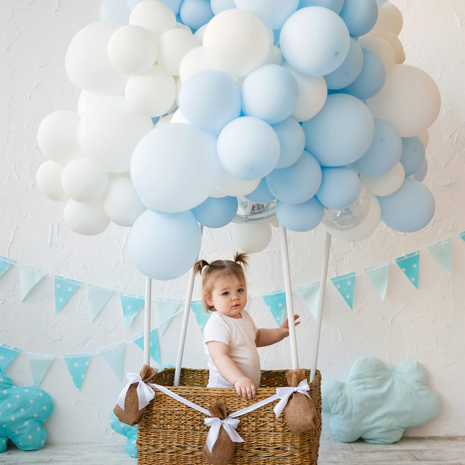 RUBFAC 100-Pack 12 Inch White Latex Balloons with White Ribbon - Helium Ready for Wedding, Baby Shower, Graduation, Anniversary, Birthday & Bachelorette Party Decorations - Perfect for Indoor & Outdoor Celebrations