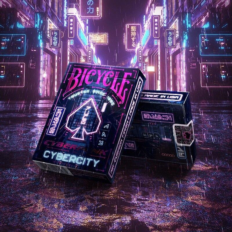 Cyberpunk Themed Bicycle Playing Cards - Neon Cybercity Deck for Poker, Magic Tricks & Collectors - Perfect for Game Nights, Gifts & Urban Fantasy Lovers