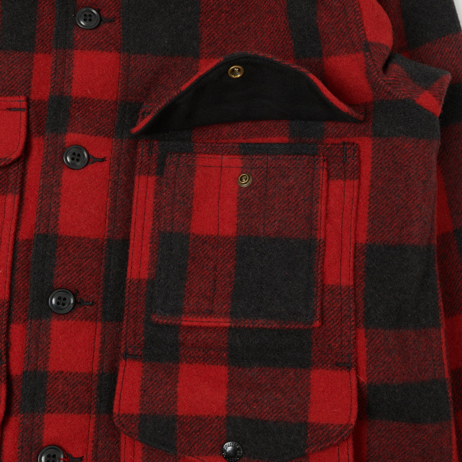 Filson Mackinaw Wool Cruiser Jacket for Men - Red & Black Plaid - Heavyweight Wool Hunting & Outdoor Coat - Perfect for Camping, Hiking, and Cold Weather Adventures
