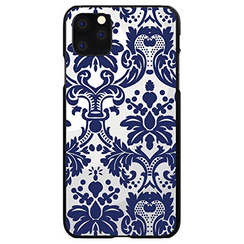 Blue Grey Damask On Black Case