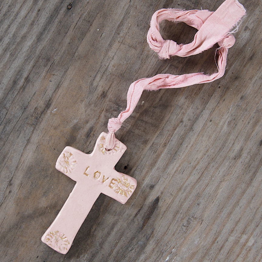 Laura Venosa Original Art - Small Love Cross Painting | Handmade Wall Decor for Home, Office & Gift Giving