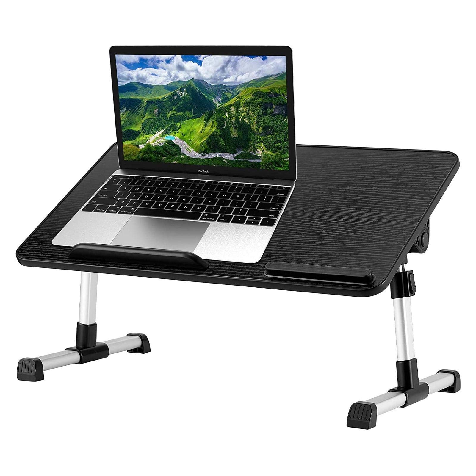 BoxWave Stand and Mount for Dell Latitude 5430 Rugged Laptop (14 Inch) - Adjustable True Wood Laptop Bed Tray Stand, Ergonomic Desk Stand for Comfortable Work in Bed, Office, or Home - Jet Black