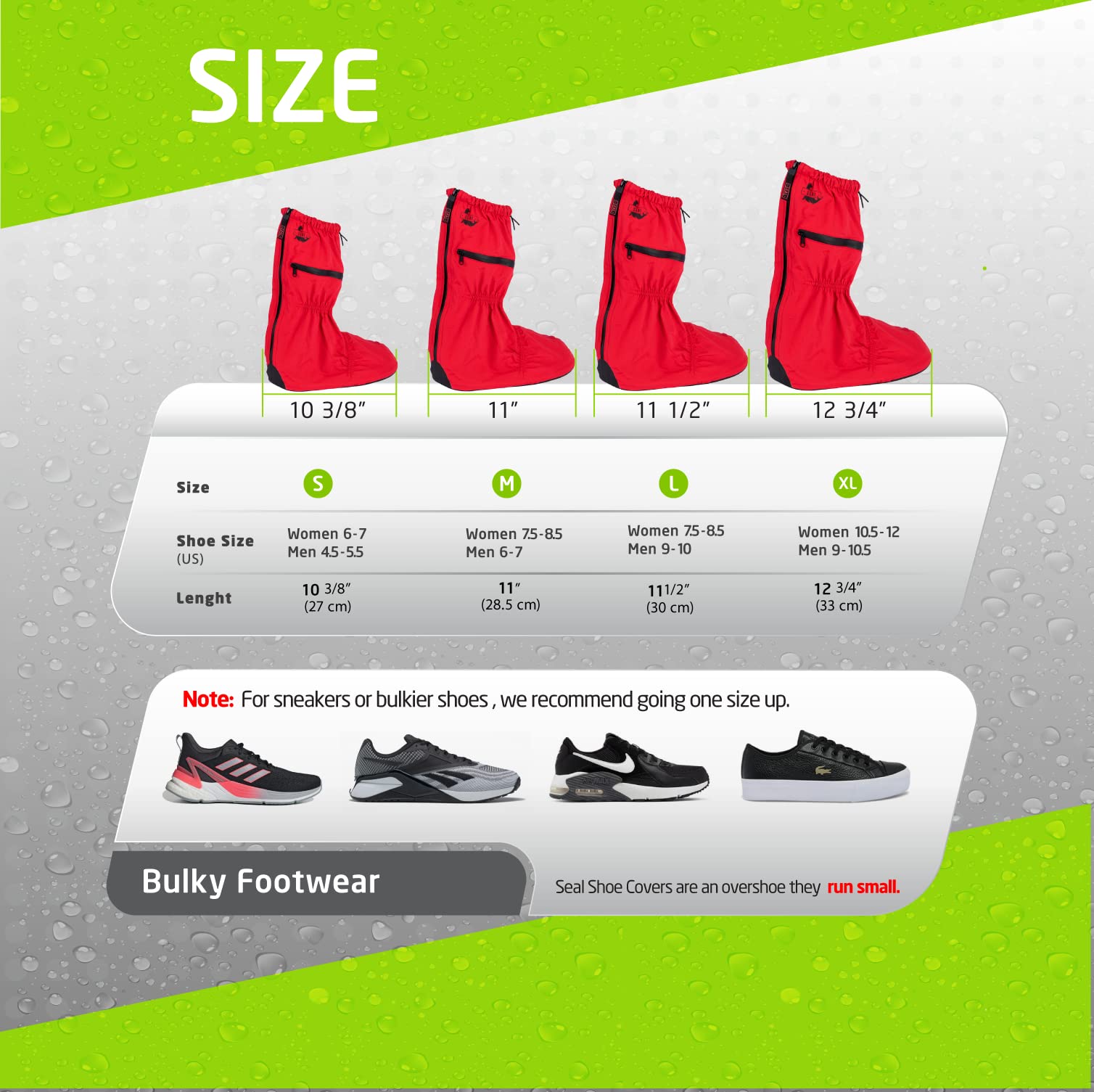 SEAL Waterproof Shoe Covers for Men & Women - Reusable Slip-Resistant Rain Boot Covers with Large Zippers - Perfect for Rain, Mud & Snow Protection | Ideal for Commuting, Hiking & Outdoor Activities