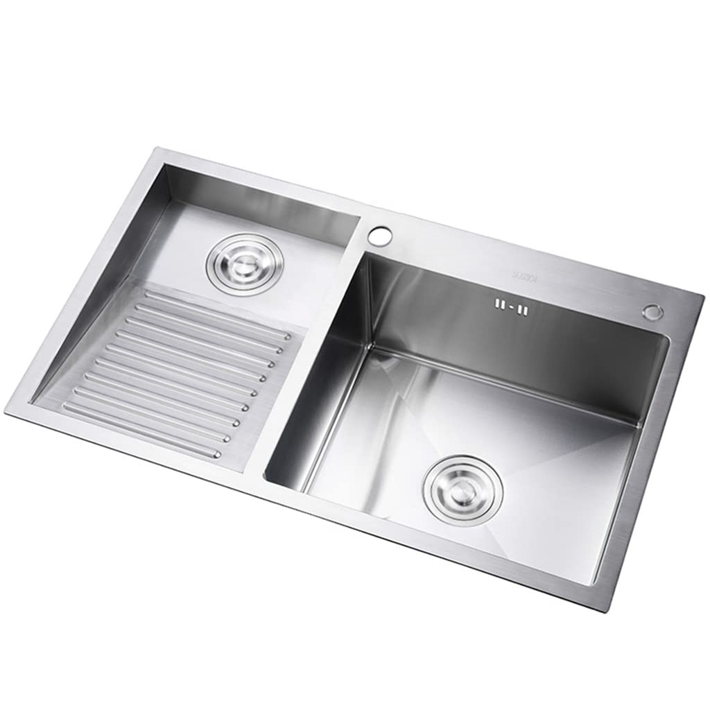 Stainless Steel Double Laundry Sink with Washboard - Heavy Duty Utility Sink for Bathroom, Laundry Room & Balcony - Easy to Clean Wash Basin for Household Use - Perfect for Washing Clothes, Pet Care & Garden Cleaning