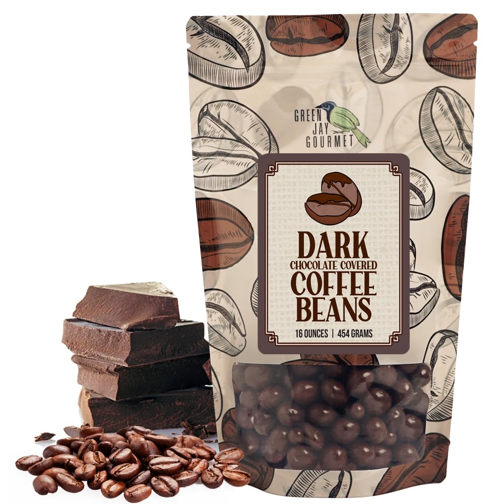 Premium Dark Chocolate Covered Coffee Beans - Handcrafted Espresso Beans in Rich Dark Chocolate - Gourmet Gift for Chocolate Lovers - 16oz Resealable Bag - Perfect for Snacking, Gifts & Energy Boosts