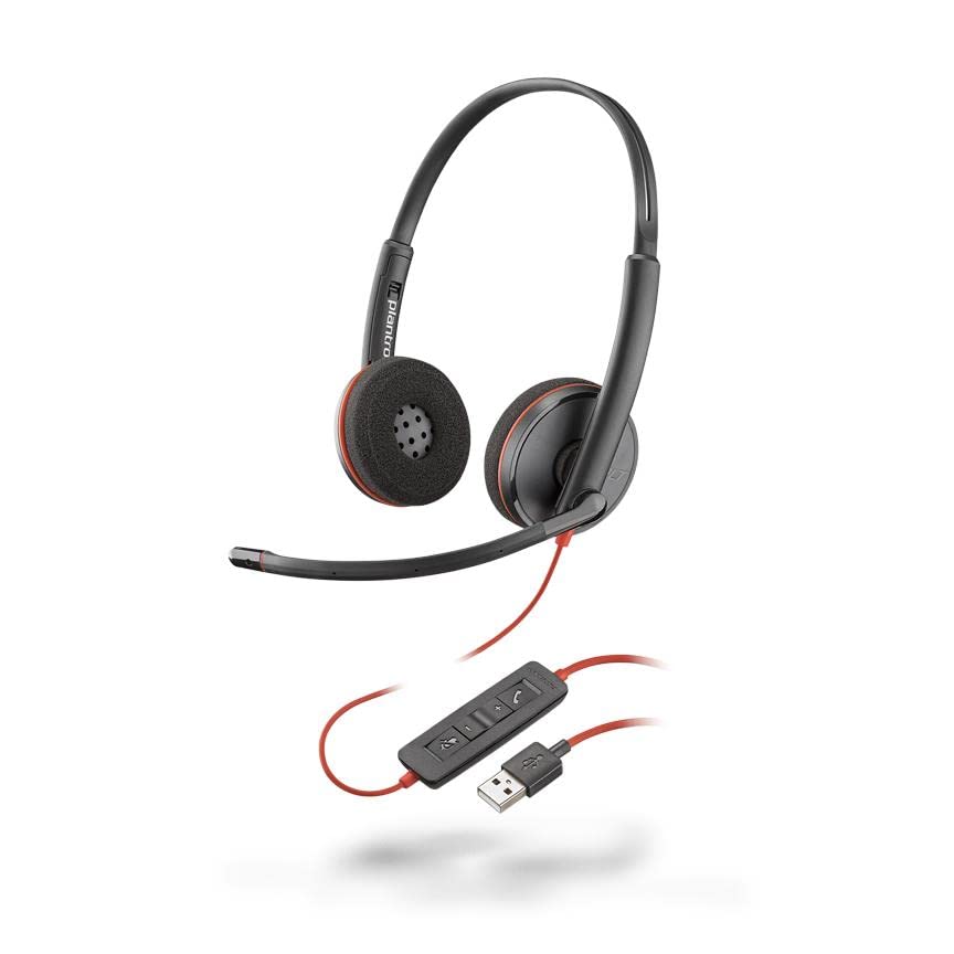 Plantronics Blackwire C3220 USB Headset with Noise-Canceling Mic - Comfortable Office Headset for Calls & Online Meetings - Perfect for Remote Work, Customer Service & Teleconferencing