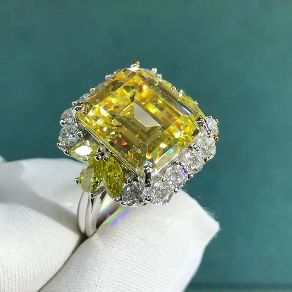 WUIHA 925 Sterling Silver 3EX Emerald Cut 6CT VVS Pink Sapphire Synthetic Moissanite Ring for Women | Elegant Gift for Anniversary, Engagement & Wedding | Drop Shipping Available