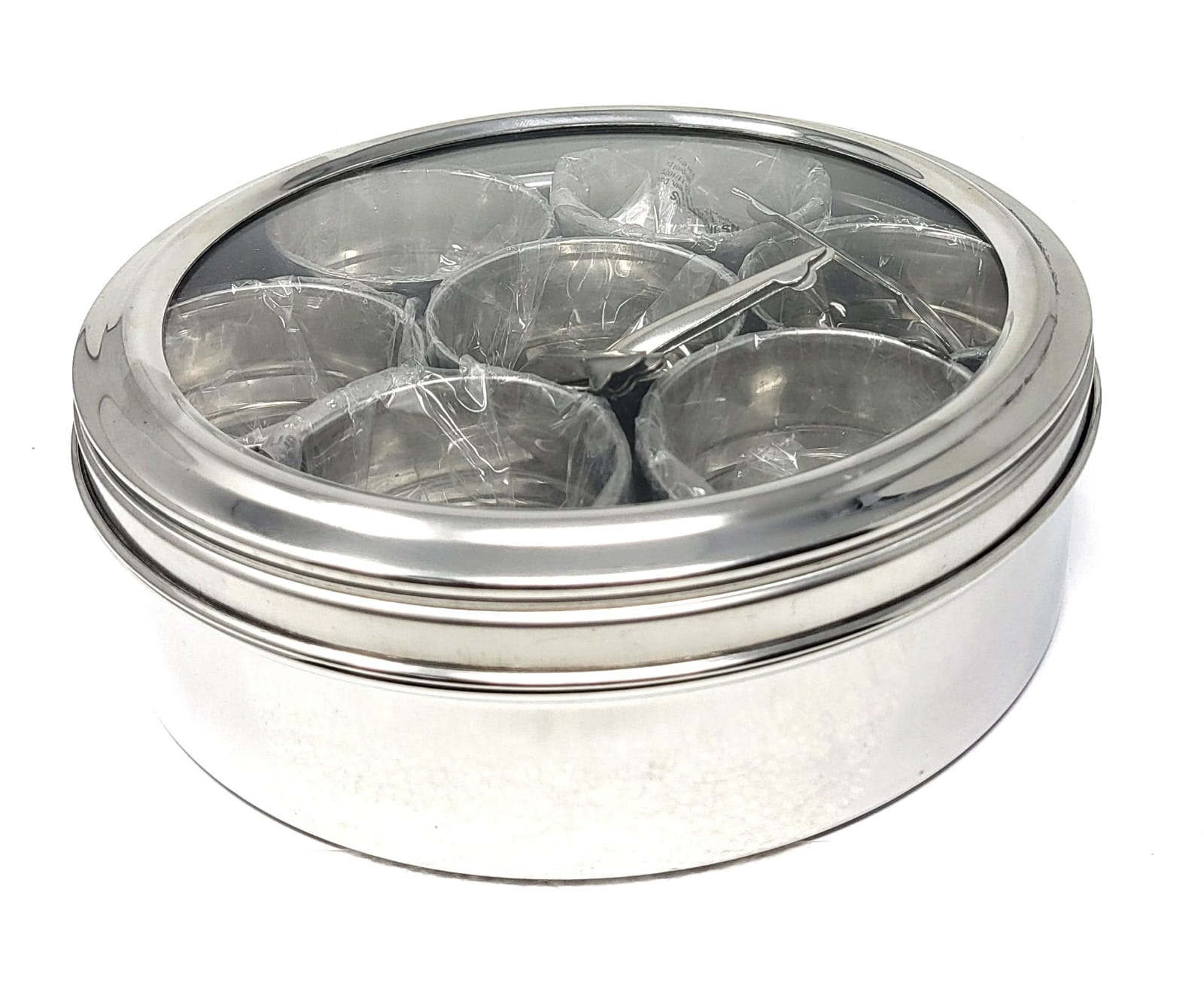Premium Stainless Steel Taj Masala Dabba Spice Box with Spoon - 7 Compartment Indian Spice Storage Container for Kitchen, Cooking & Travel | Airtight & Durable Spice Organizer