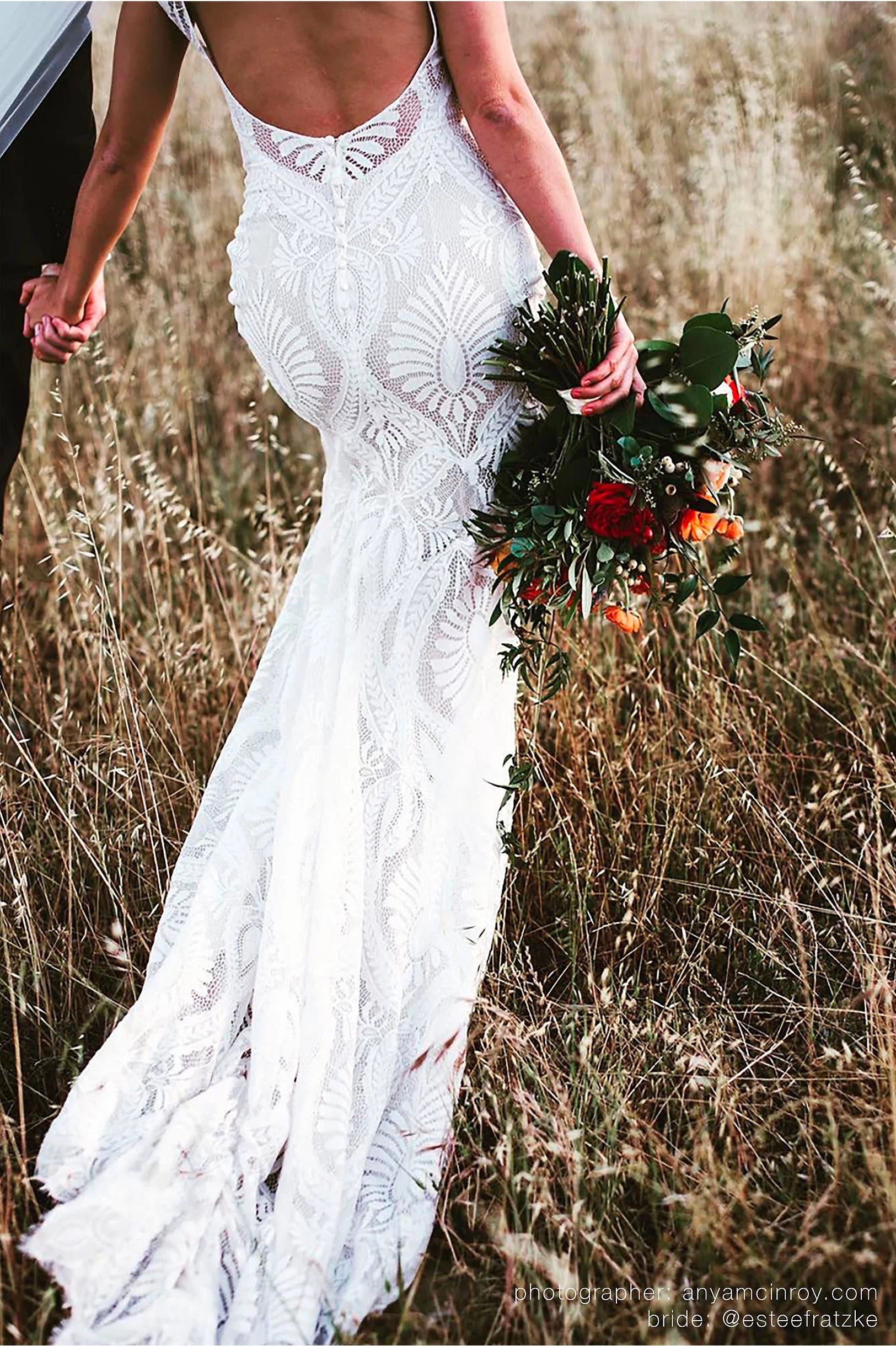 BHLDN Ludlow Wedding Gown - Elegant Lace Bridal Dress for Bride, Perfect for Church Ceremony & Outdoor Wedding Photos