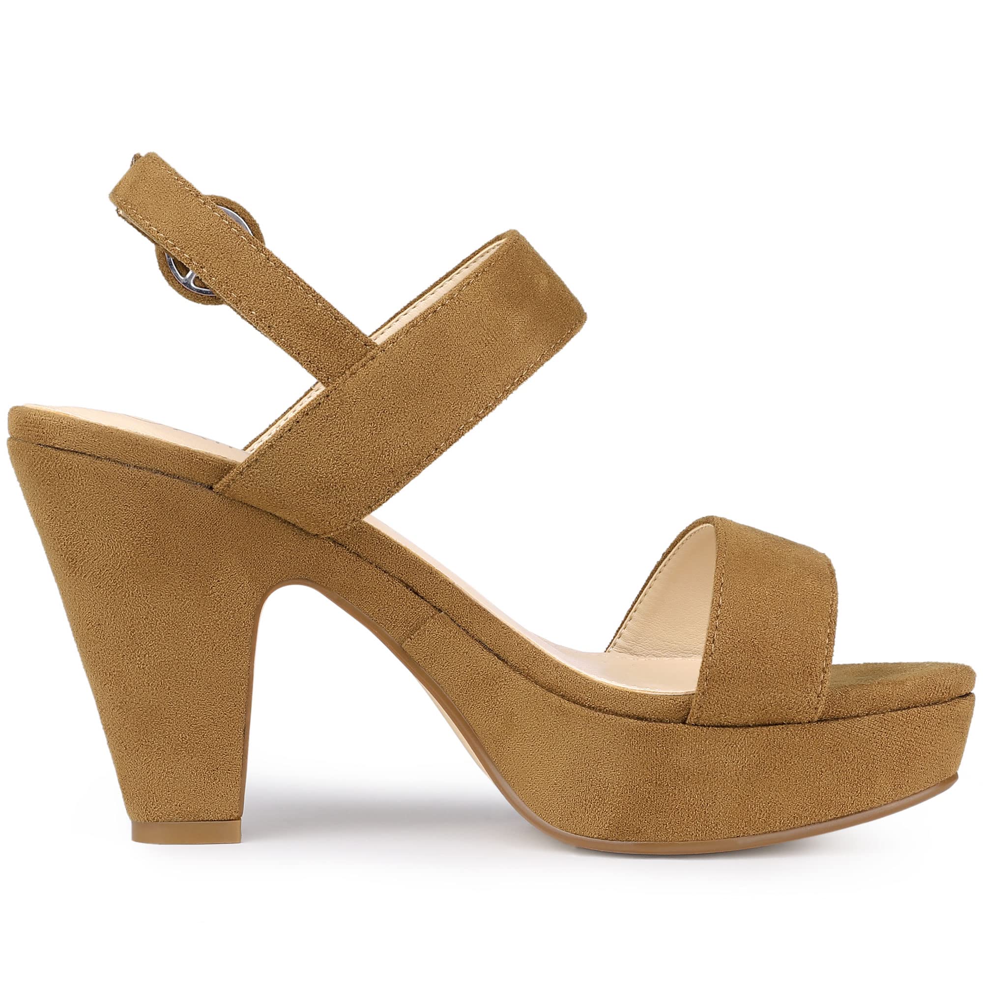 Allegra K Women's Chunky High Heel Slingback Platform Sandals - Comfortable Dressy Shoes for Parties, Weddings & Night Out