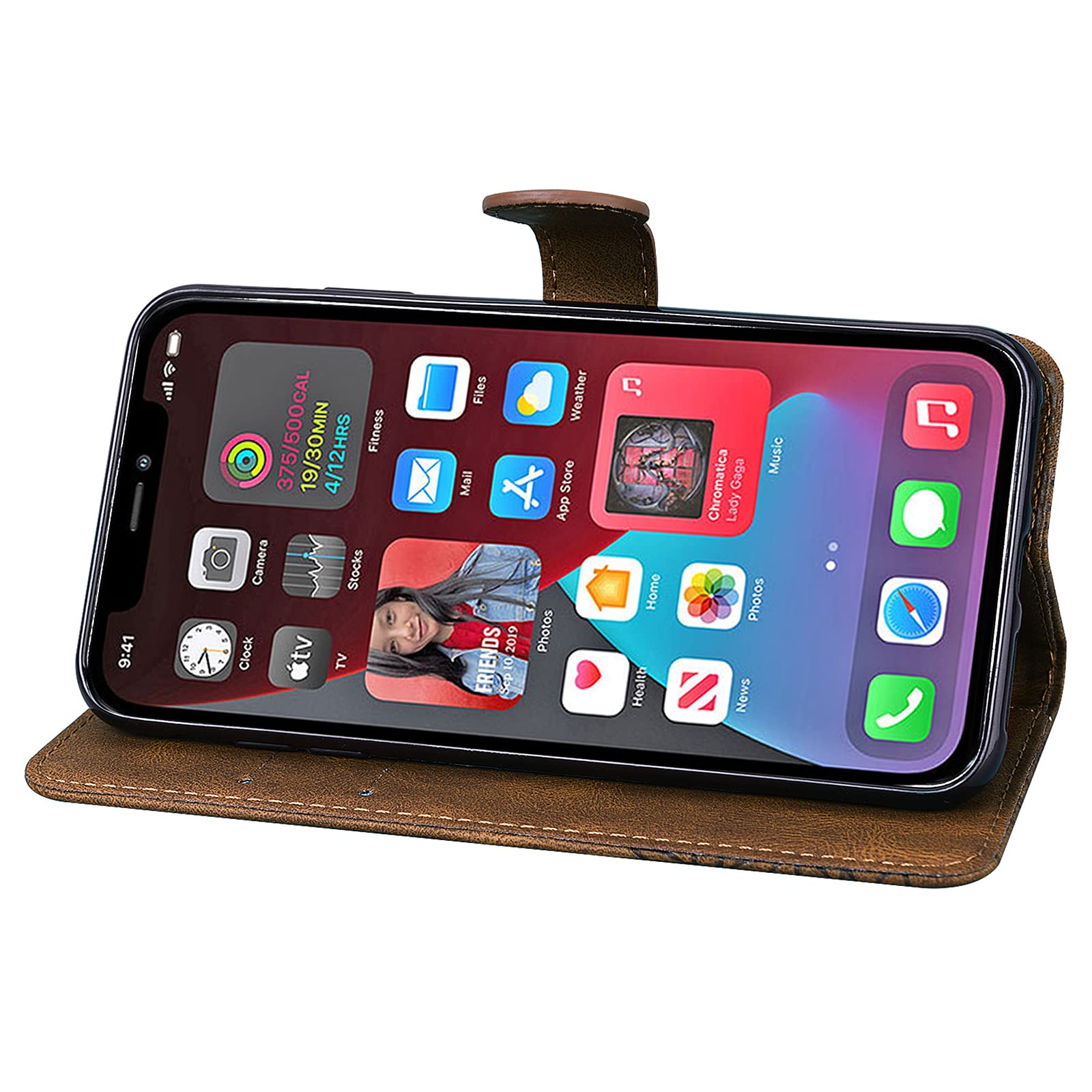 Vintage Embossed Butterfly Leather Wallet Case for iPhone 12 Pro Max - PU Leather Book Style Shockproof Cover (Brown CY3) | Perfect for Daily Use, Travel & Business Protection