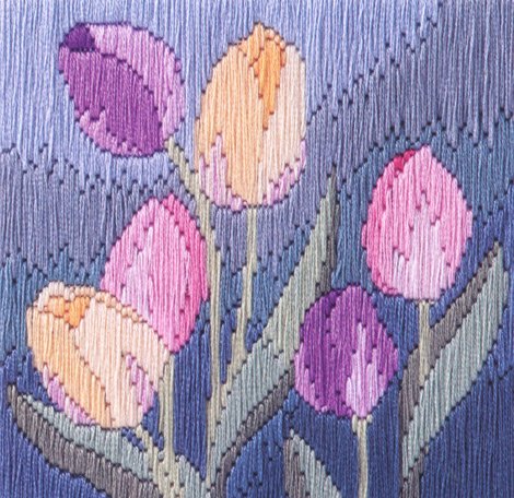 Bothy Threads Tulips Long Stitch Kit - DIY Embroidery Kit for Beginners & Adults - Home Decor & Gift Idea for Craft Lovers (Perfect for Relaxation, Wall Art & Thoughtful Presents)