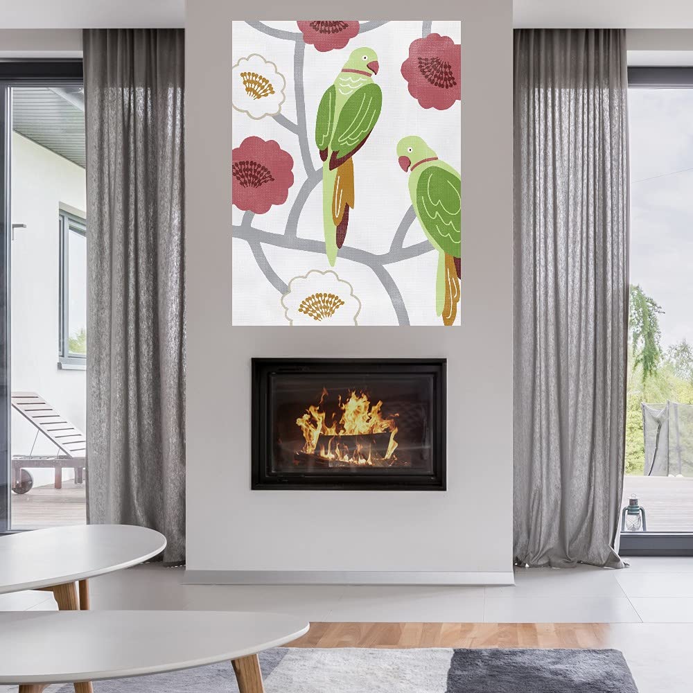 Fuglar Crimson Fine Art Canvas Wall Decor by Kristine Hegre - 24x32 Inch Ready-to-Hang Painting for Living Room, Bedroom, Office & More - Modern Home & Office Wall Art Decor