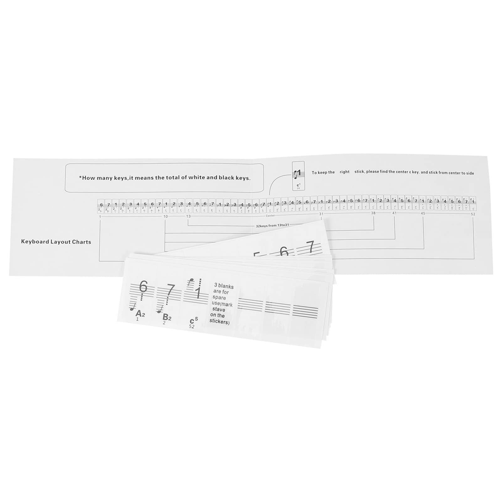 EXCEART 88-Key Piano Keyboard Stickers for Beginners - Transparent Electronic Stave Letter Stickers, Easy to Remove & Reusable - Perfect for Piano Learning, Music Practice & Home Teaching