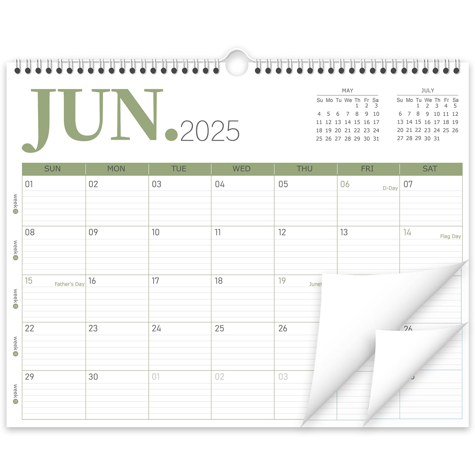 GuassLee 2025-2026 Wall Calendar | 19-Month Spiral Bound Hanging Planner (June 2025 - December 2026) | 14