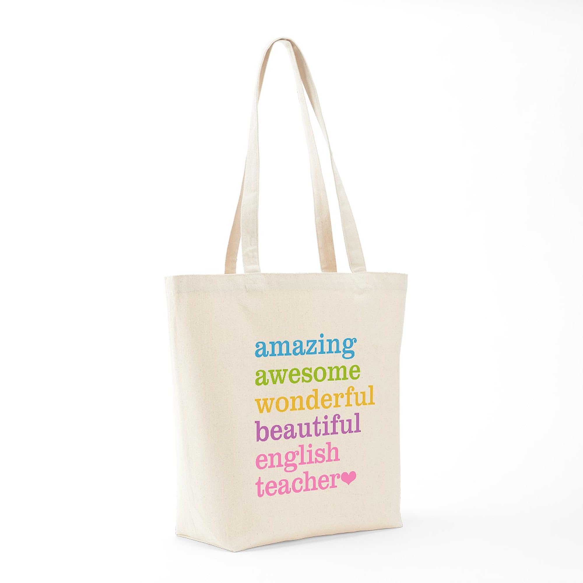 English Teacher Tote Bag - Natural Canvas Reusable Shopping Bag for School, Work & Groceries - Eco-Friendly Teacher Gift & Everyday Carry