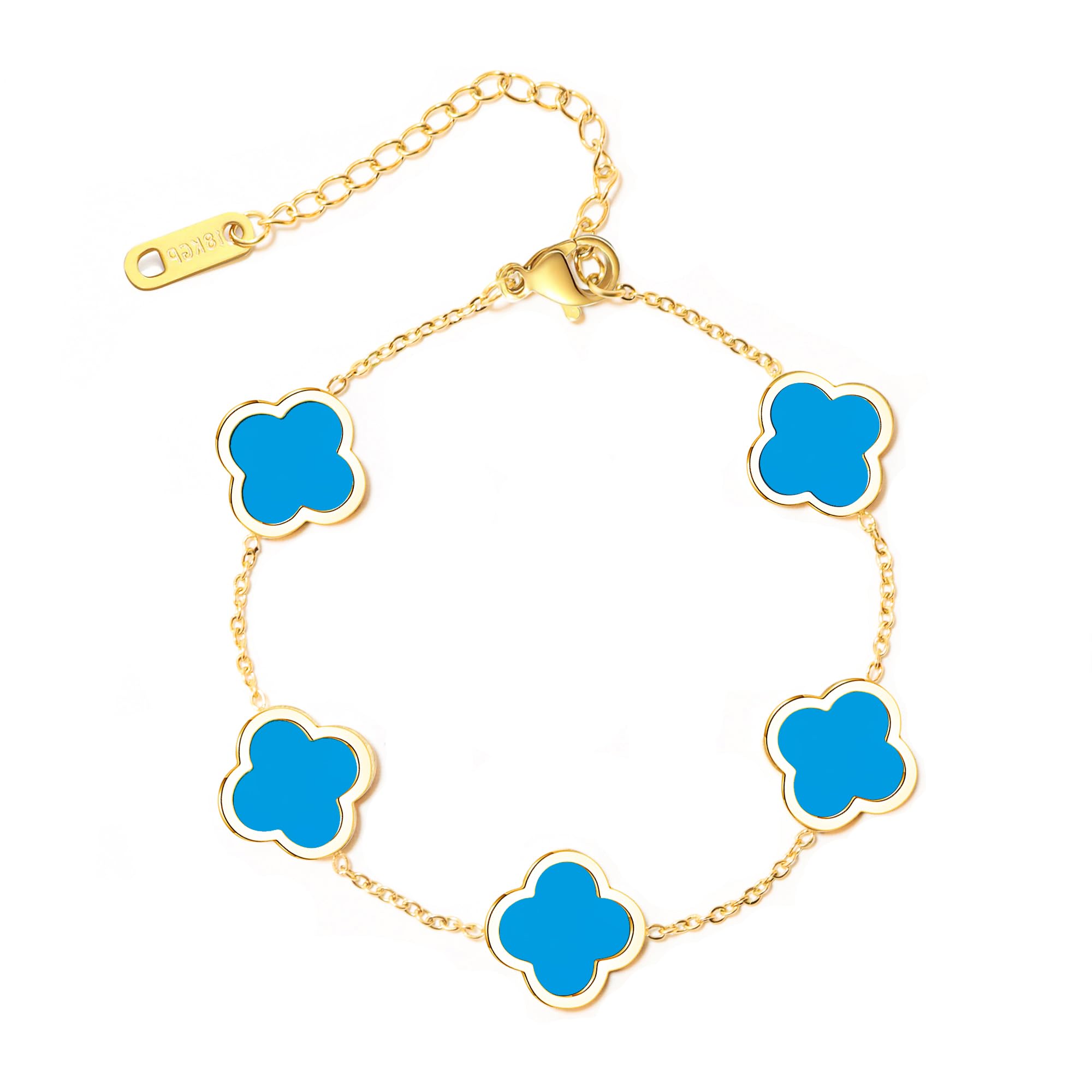 Stylish 18K Gold Plated Four Leaf Clover Adjustable Bracelet for Women - Lucky Charm Jewelry Gift for Mom, Birthday, Anniversary | Perfect for Everyday Wear, Special Occasions & Gift Giving