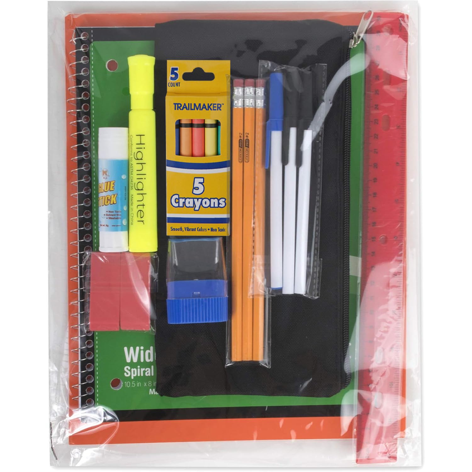 20 Piece School Supplies Pack for K-12 Students - Essential Back to School Bundle for Boys & Girls - Perfect for Classroom, Homework & Homeschooling