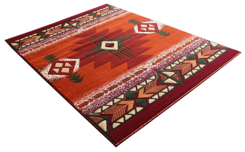 Champion Southwest Native American Area Rug - 2x3 Feet Rust Design #CR152 - Perfect for Living Room, Bedroom & Boho Decor