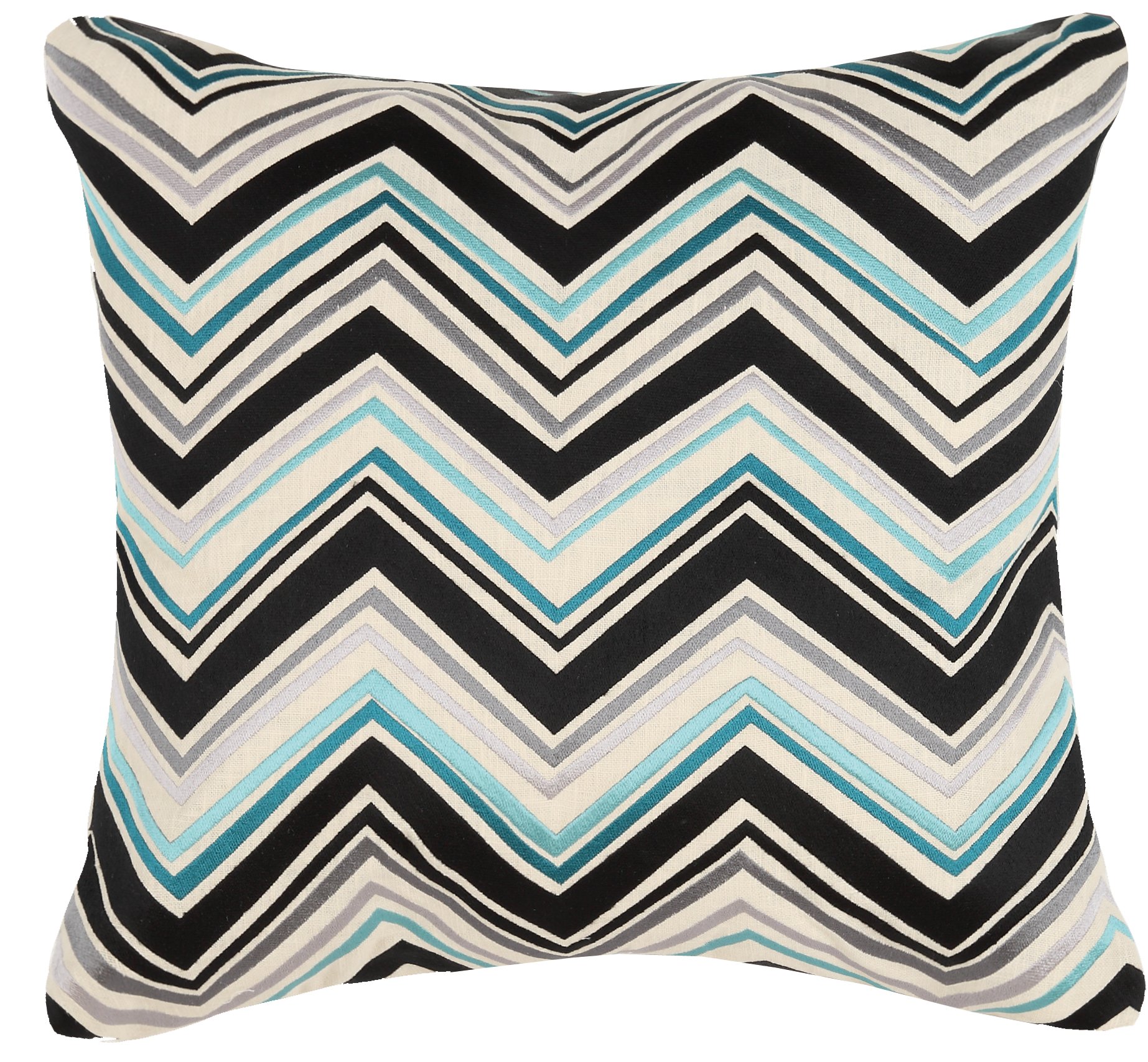 Premium Embroidered Linen Pillow Cover 20x20 Inch - Blue Lightning Design - Soft & Breathable Home Decor for Living Room, Bedroom, Nursery
