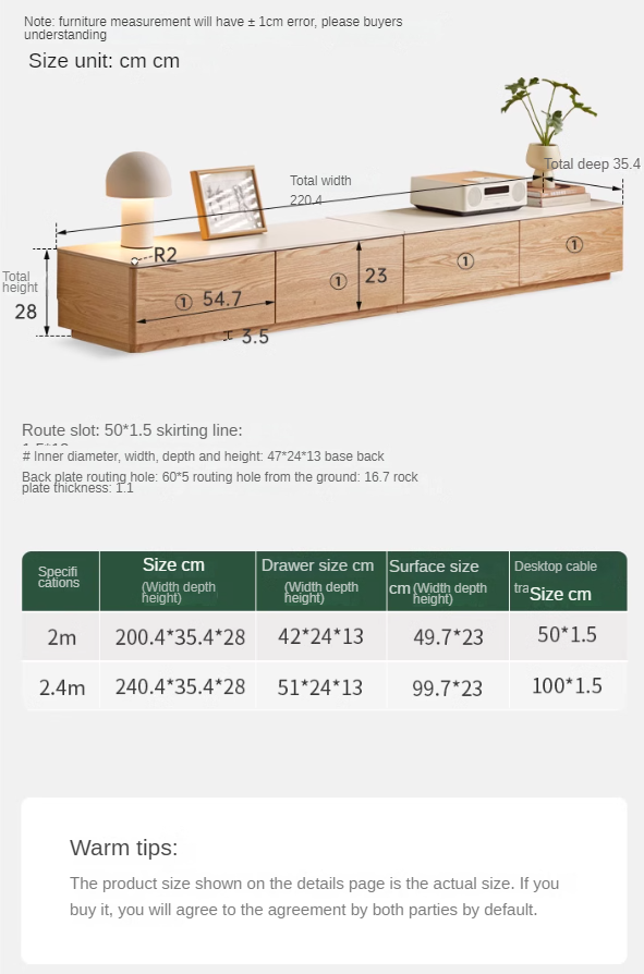 Solid Oak Wood Modern Rock Slab TV Stand - Stylish Floor TV Cabinet for Living Room, Bedroom & Home Theater