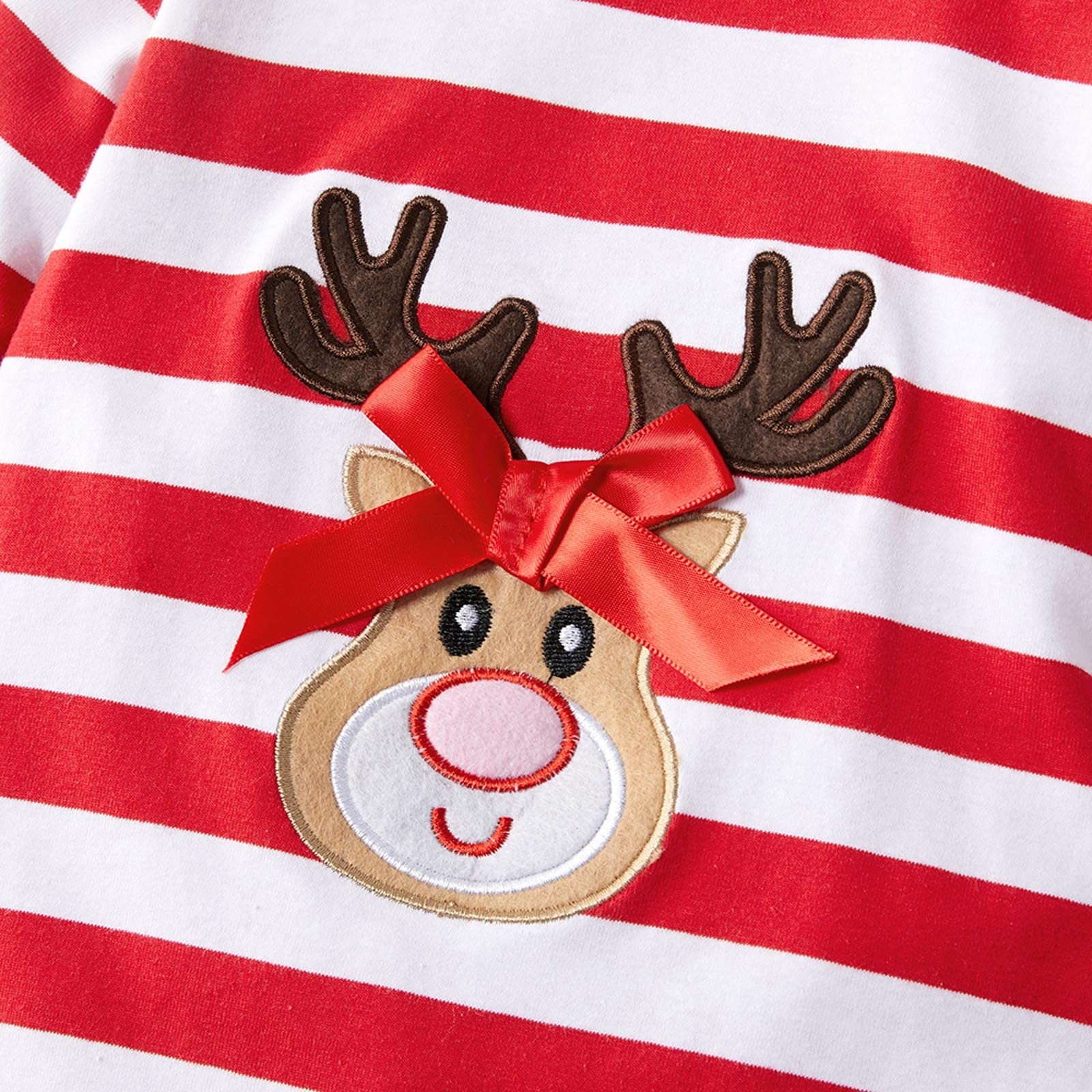 Baby Girls Long Sleeve Striped Christmas Deer Dress - Toddler Princess Party Outfit Size 7 | Holiday Photoshoot, Family Gathering & Special Occasion Wear