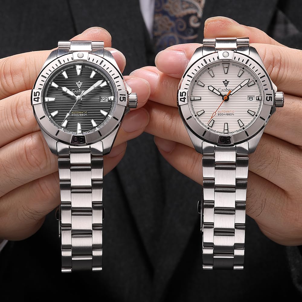 CADISEN Men's Automatic GMT Watch with NH35 Movement - Stainless Steel Band, Mechanical Wristwatch for Men - Perfect for Business, Travel & Everyday Wear