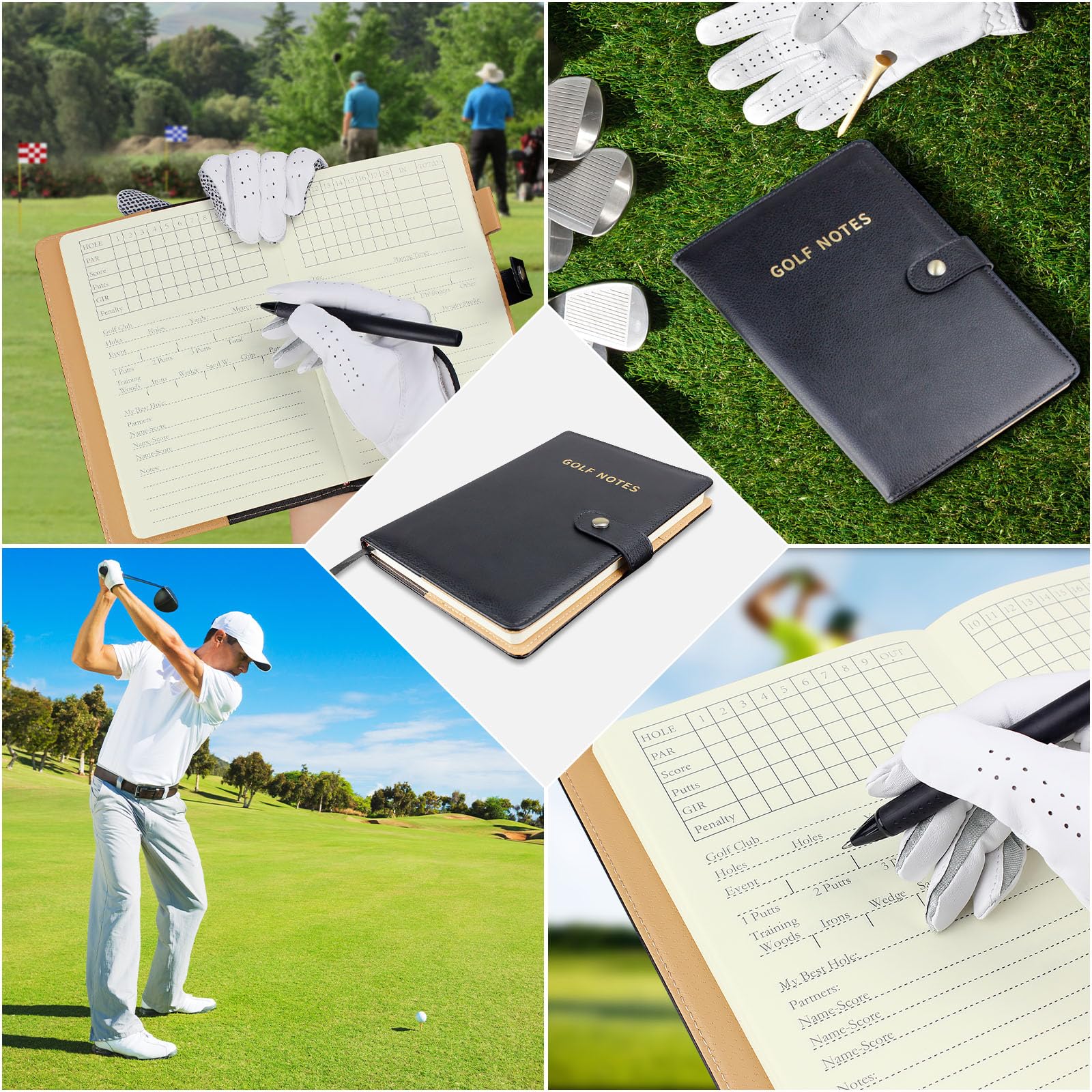 Premium Leather Golf Scorecard Holder with 200 Pages - Golf Notebook Log Journal & Yardage Book - Perfect Golf Gifts for Men & Women - Ideal for Tracking Scores, Yardages & Game Improvement on the Course