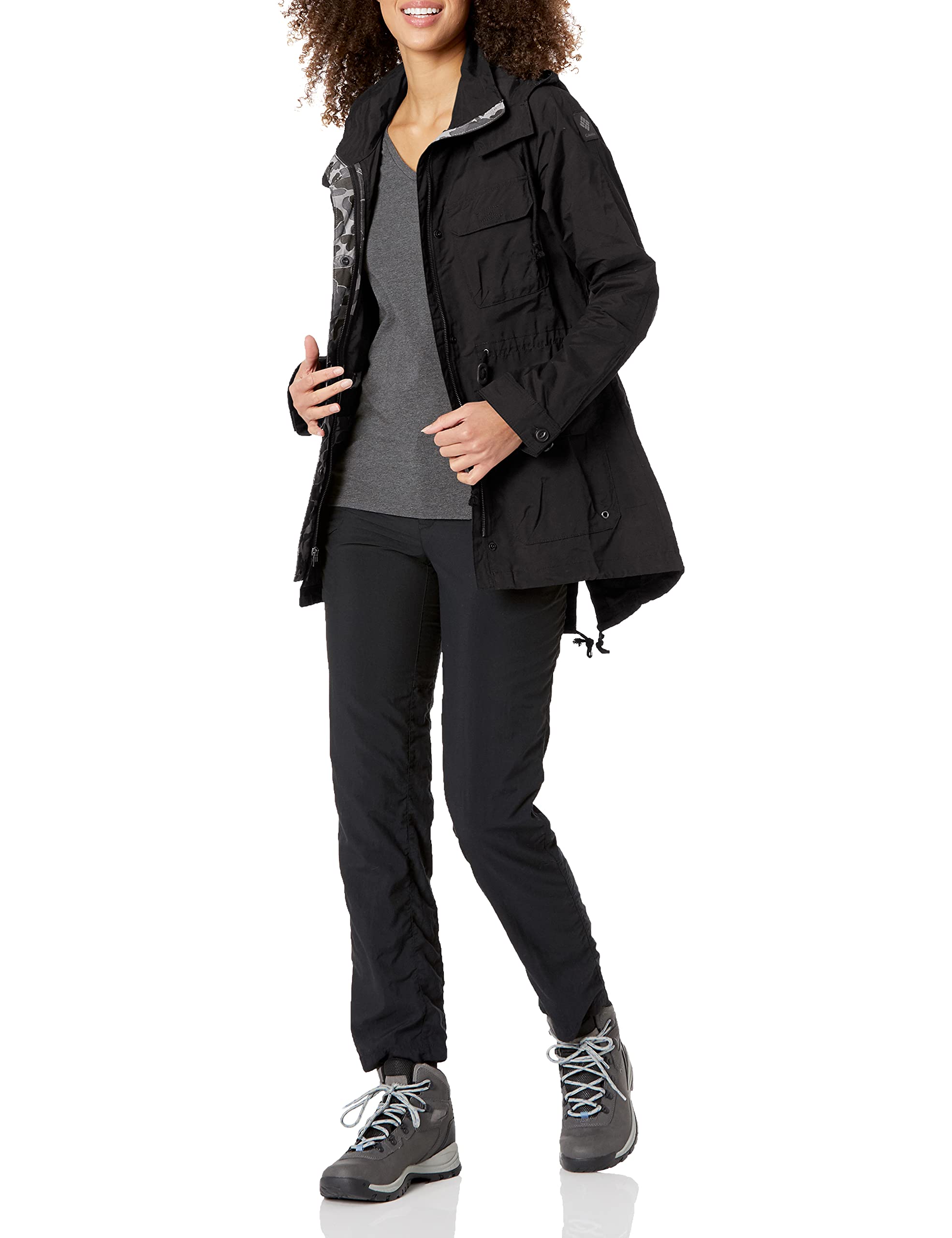 Columbia Women's Tillicum Bridge Long Jacket - Waterproof Raincoat with Hood for Hiking, Camping & Outdoor Activities