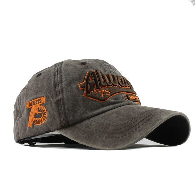 Always 75 Snapback Cotton Baseball Cap - Adjustable Unisex Dad Hat for Men & Women - Casual Sporty Style for Outdoor Activities, Running, Hiking, and Daily Wear