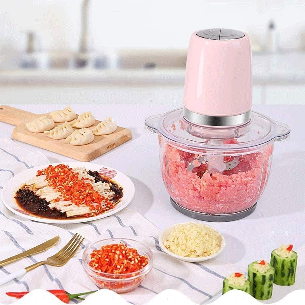300W Electric Mini Food Chopper - 2 Speed Settings, Pure Copper Motor for Garlic, Pepper & Vegetable Chopping - Includes 1.2L & 2.0L Glass Bowls - Perfect for Meal Prep, Salsa, Baby Food & Kitchen Efficiency