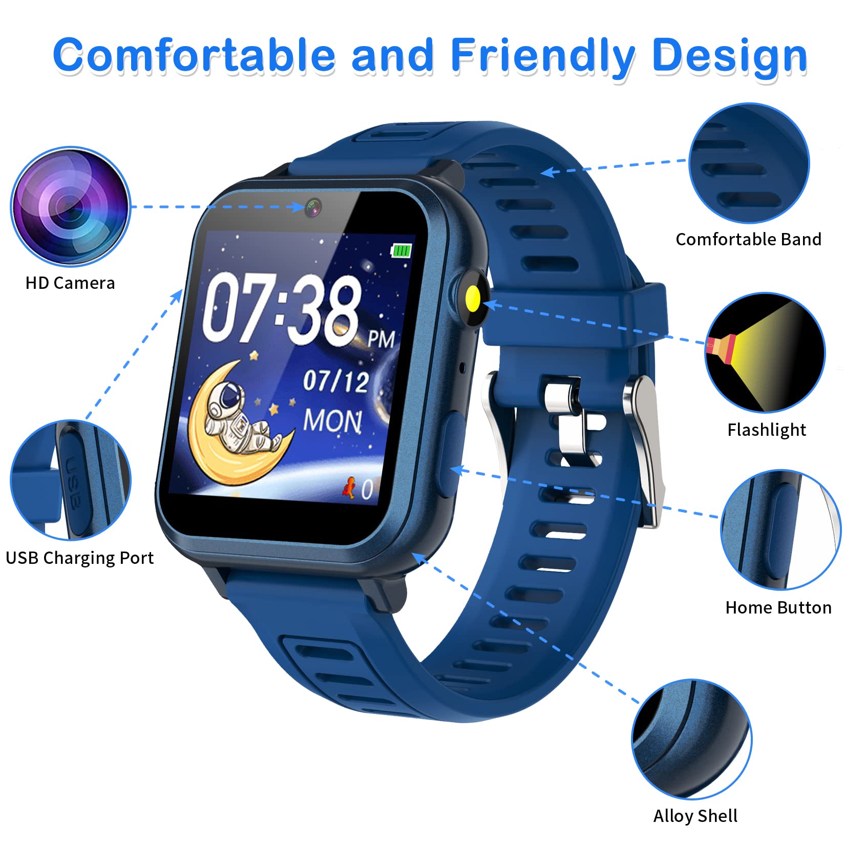 Phyulls Kids Smart Watch with Camera, Music Player, Pedometer & Learning Cards - Waterproof Digital Watch for Boys & Girls Ages 3-12 - Perfect for School, Playtime & Outdoor Activities