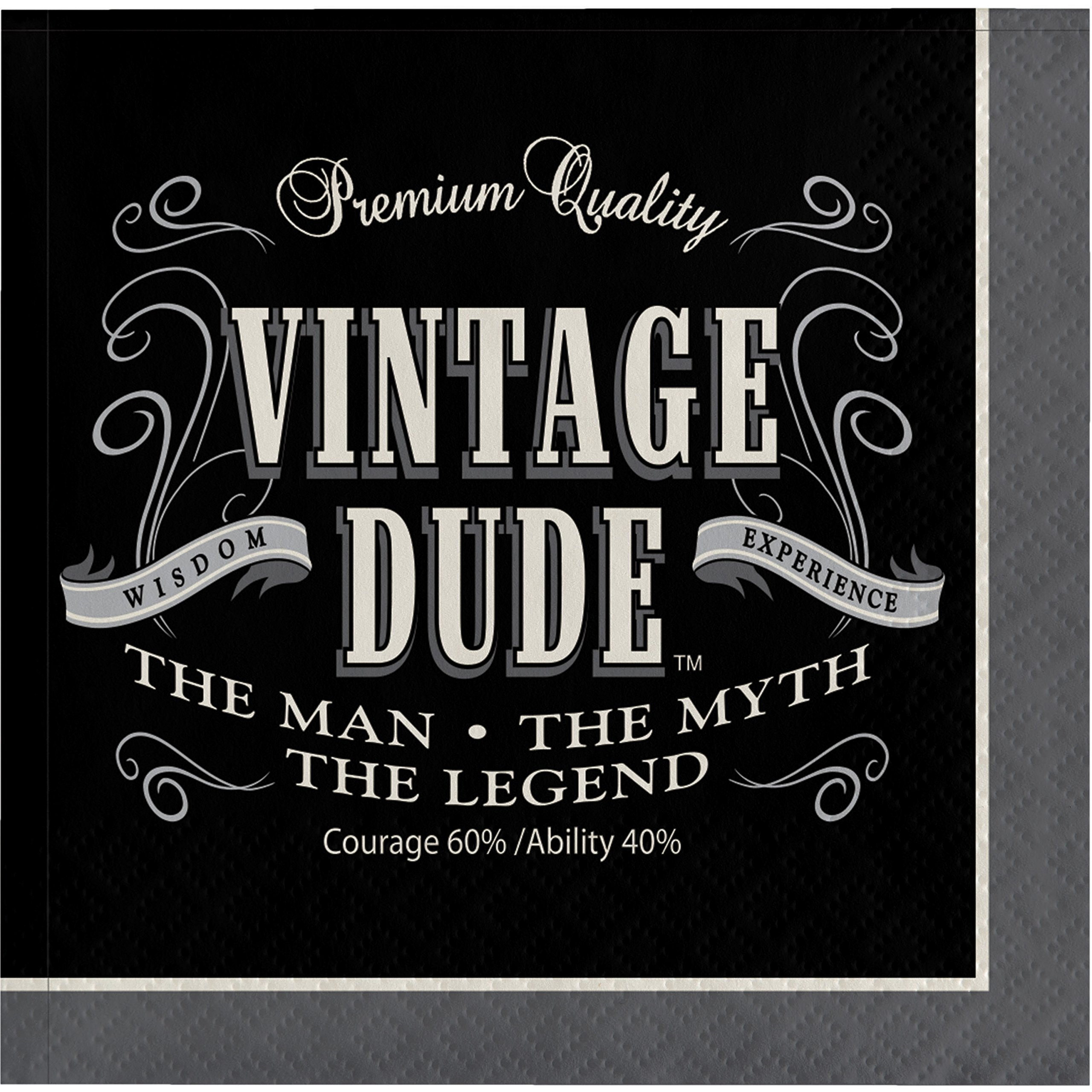 Vintage Dude Beverage Napkins - 48 Count Premium Paper Cocktail Napkins for Parties, Bars, and Home Entertaining