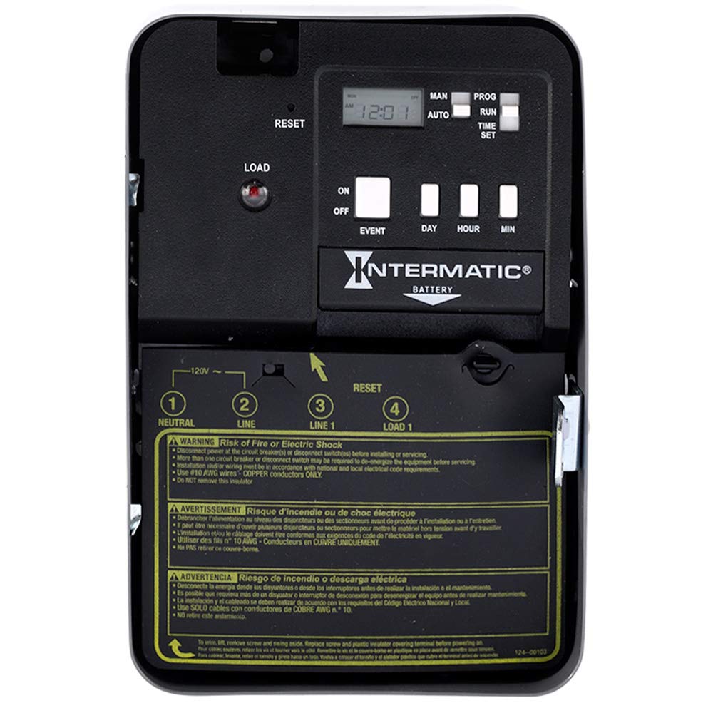Intermatic EH10 Electric Water Heater Timer Switch - 7-Day Programmable with 42 Weekly Events, Minute Precision, External Override & LED Load Indicator - Perfect for Home, Office & RV Water Heating Systems
