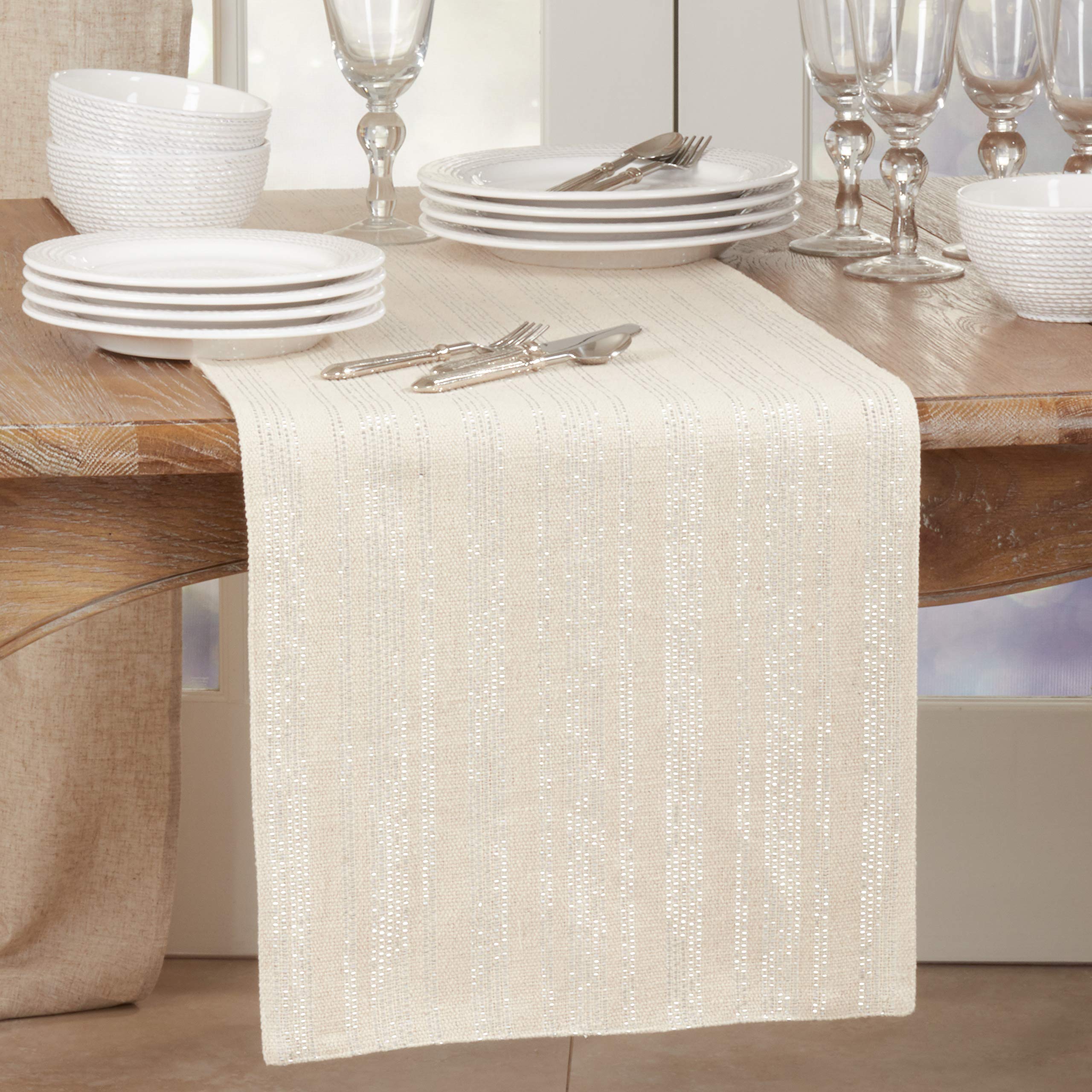 Elegant Shimmer Line Design Table Runner for Dining Room Decor - Perfect for Weddings, Parties & Holiday Celebrations