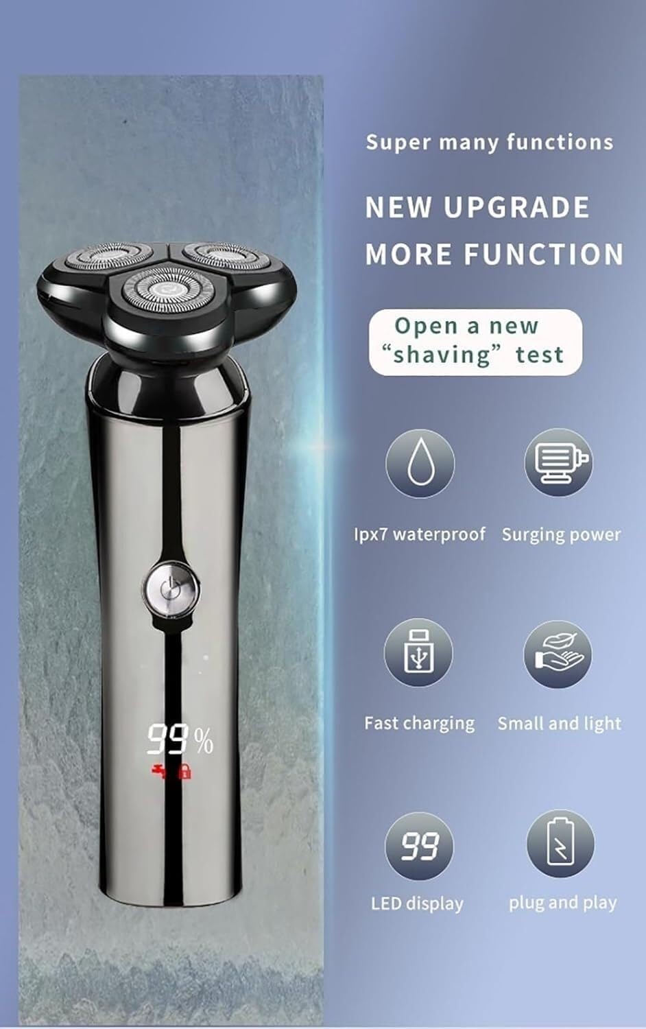 Best Rechargeable Electric Razor for Men - Rotary Floating Shaver with LCD Display, Wet & Dry Beard Trimmer - Perfect for Travel, Home & Gym Use