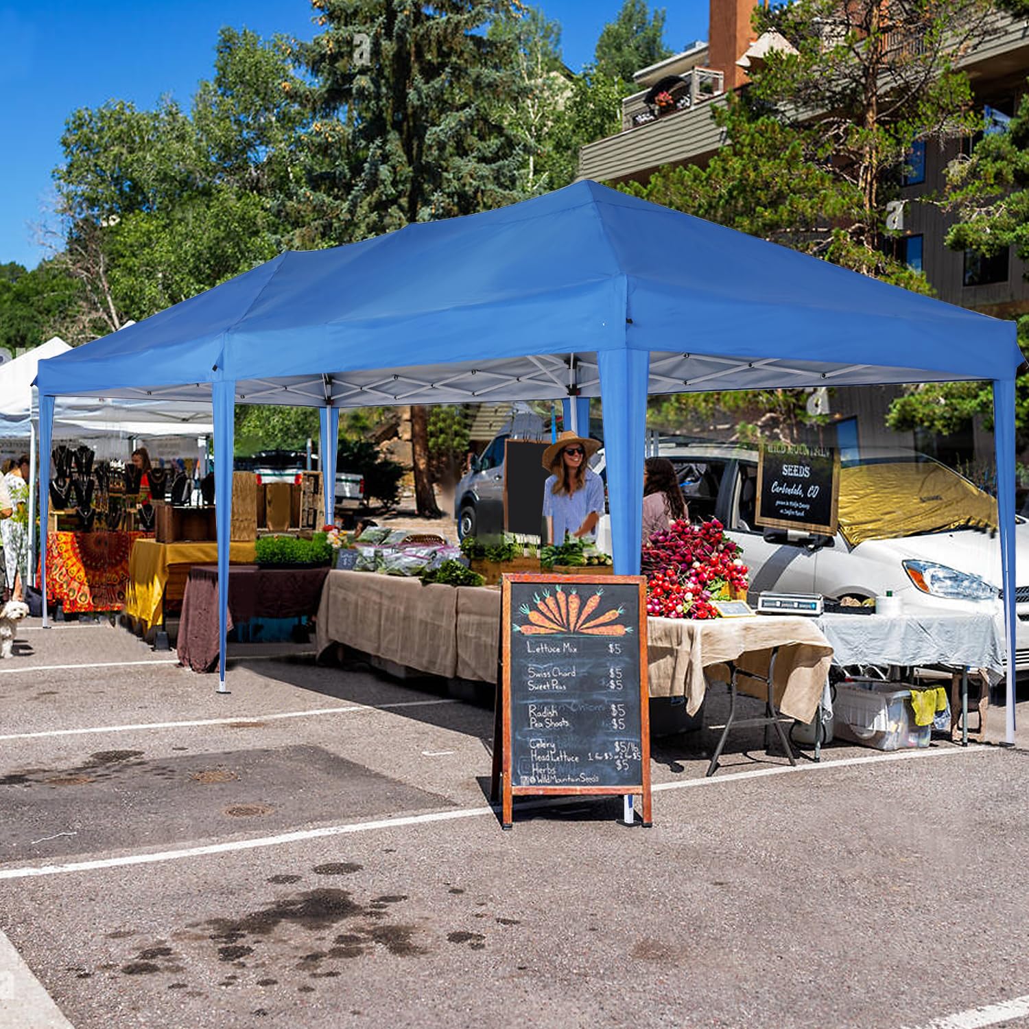 COBIZI 10x20 Pop Up Canopy Tent with 6 Sidewalls - Waterproof Outdoor Event Shelter, Instant Gazebo Sun Shade for Parties, Beach, Camping & Commercial Use | Portable Blue 10x20 Canopy Tent | Perfect for Backyard BBQs, Farmers Markets & Tailgating