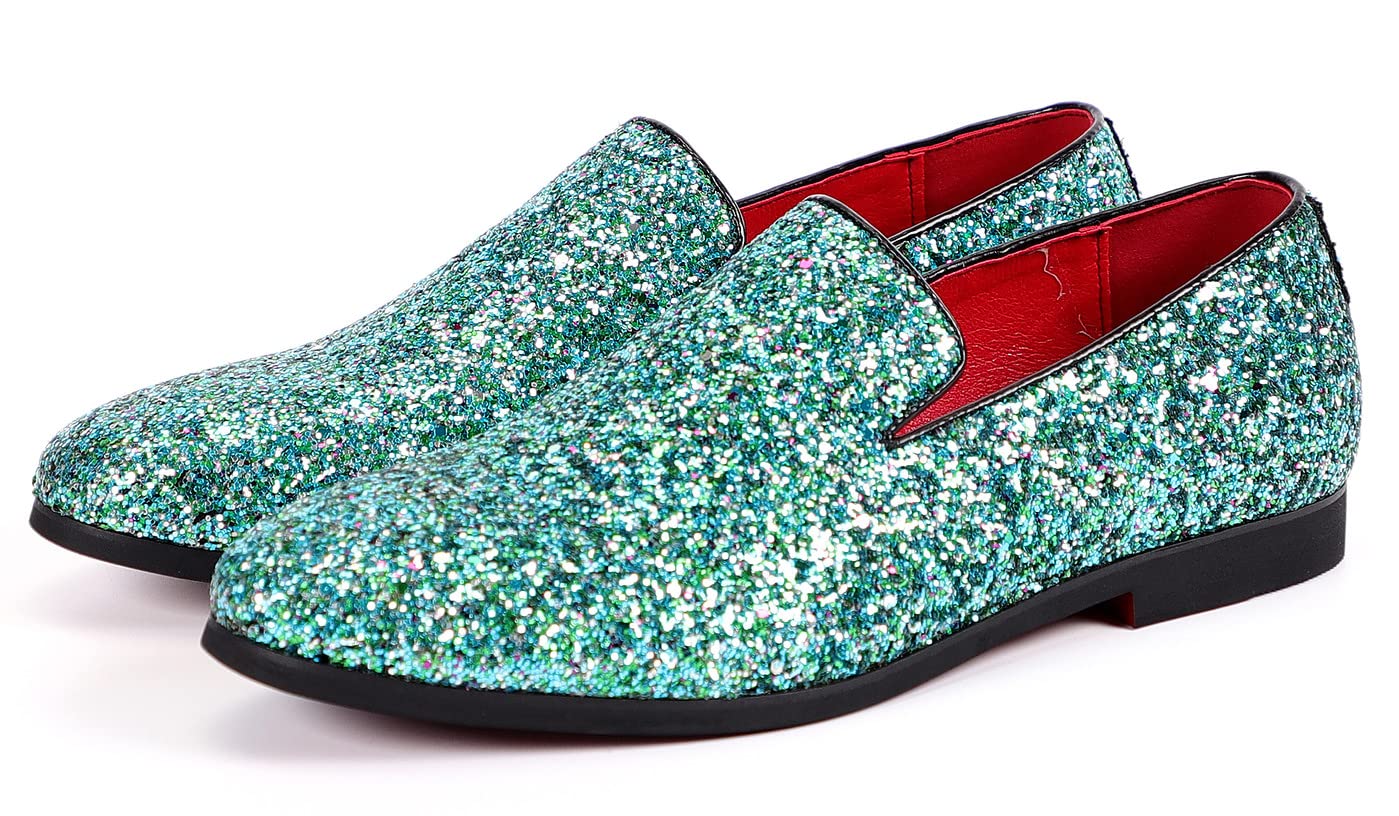Men's Sparkly Loafers - Luxury Glitter Dress Shoes for Wedding, Tuxedo & Suit - Slip On Casual Shoes for Parties, Prom & Formal Events
