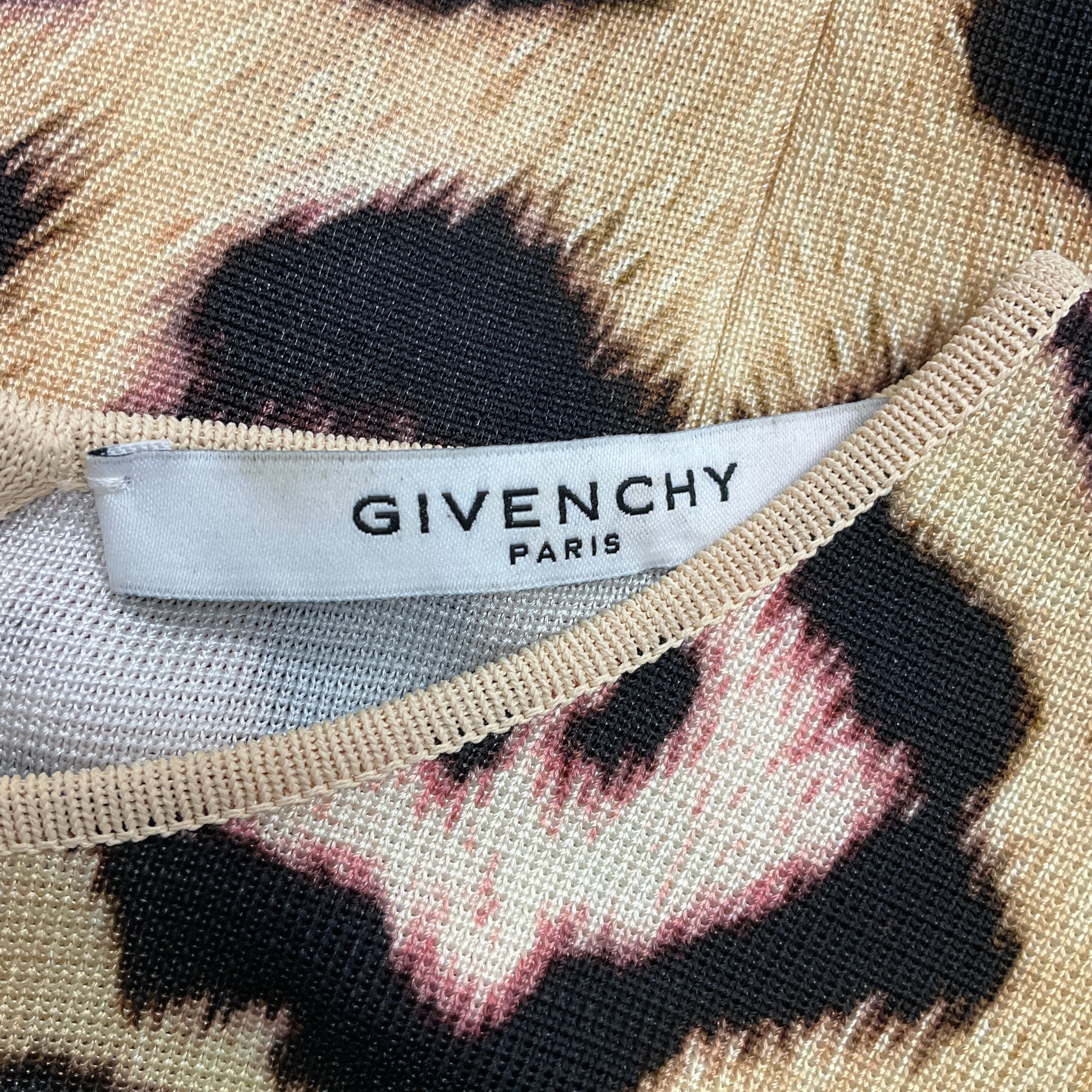 Givenchy Tan & Pink Leopard Print Knit Midi Dress - Women's Fashion Elegant Party & Cocktail Dress for Evening Events