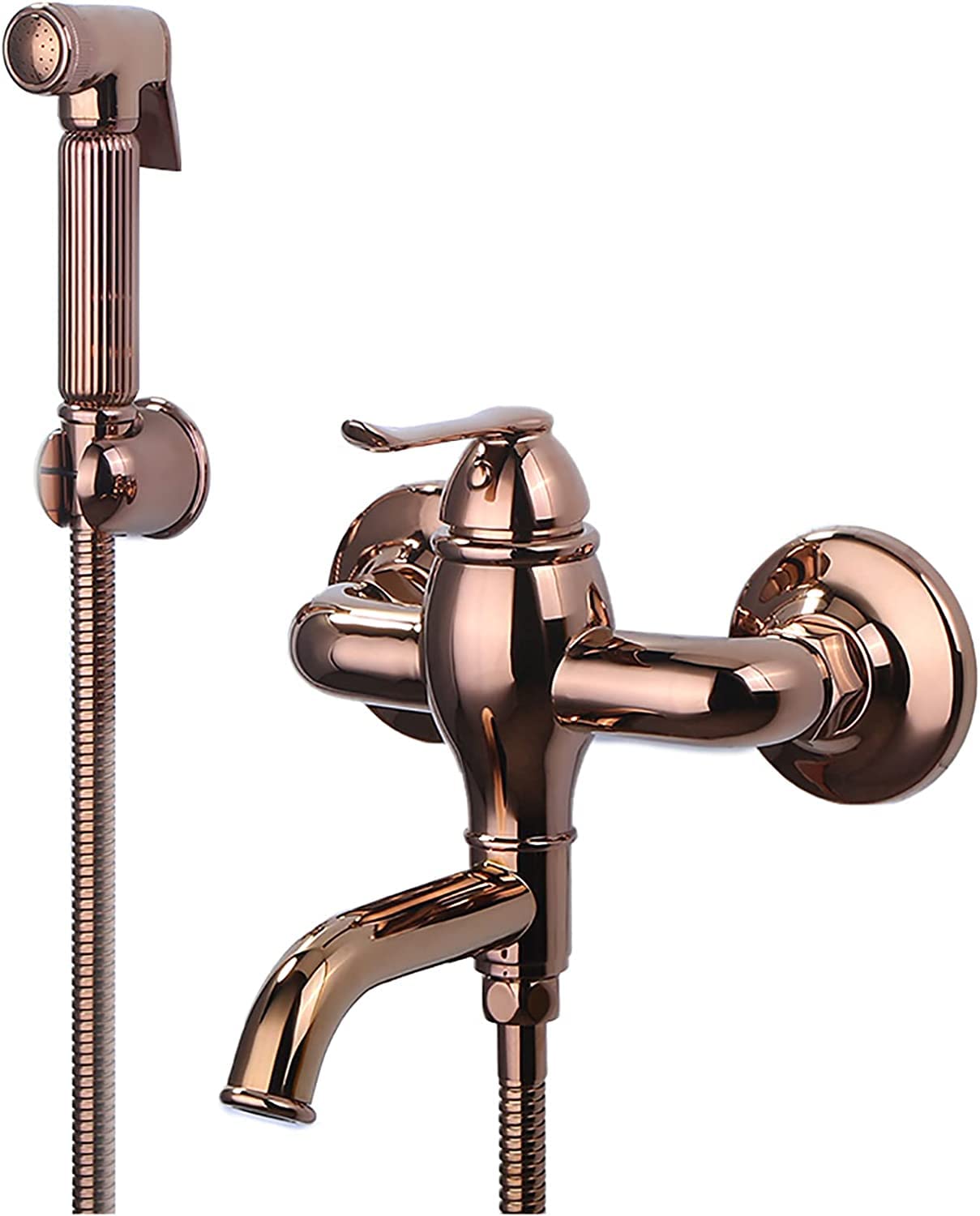 Premium Brass Rose Gold Handheld Bidet Sprayer for Toilet - Hot & Cold Water Adjustable Wall Mounted Diaper Sprayer with Rotatable Faucet | Perfect for Baby Cloth Cleaning, Personal Hygiene & Toilet Sanitation